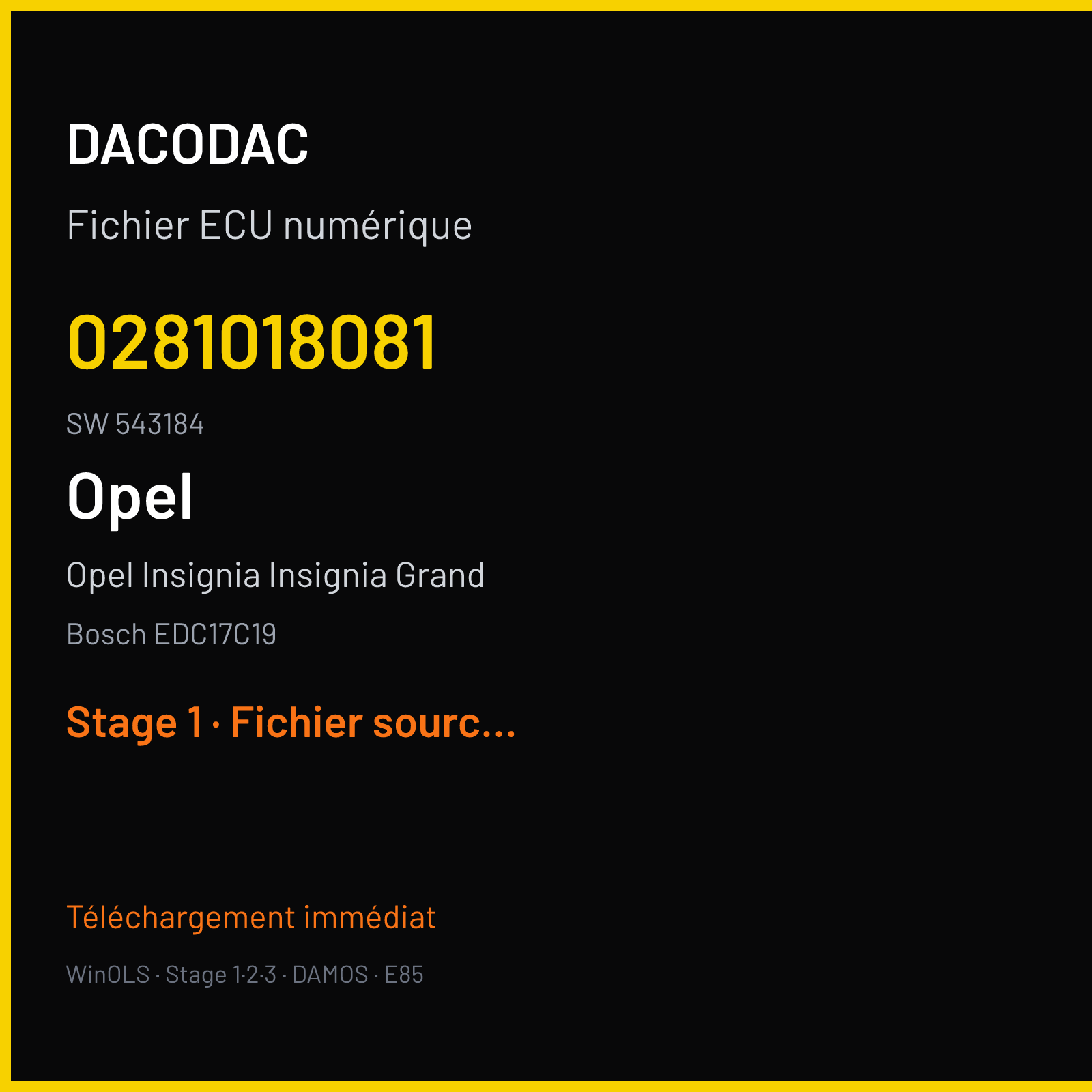 Opel Insignia Insignia Grand (2010) — Bosch EDC17C19 — 0281018081 · 543184 — Stage 1