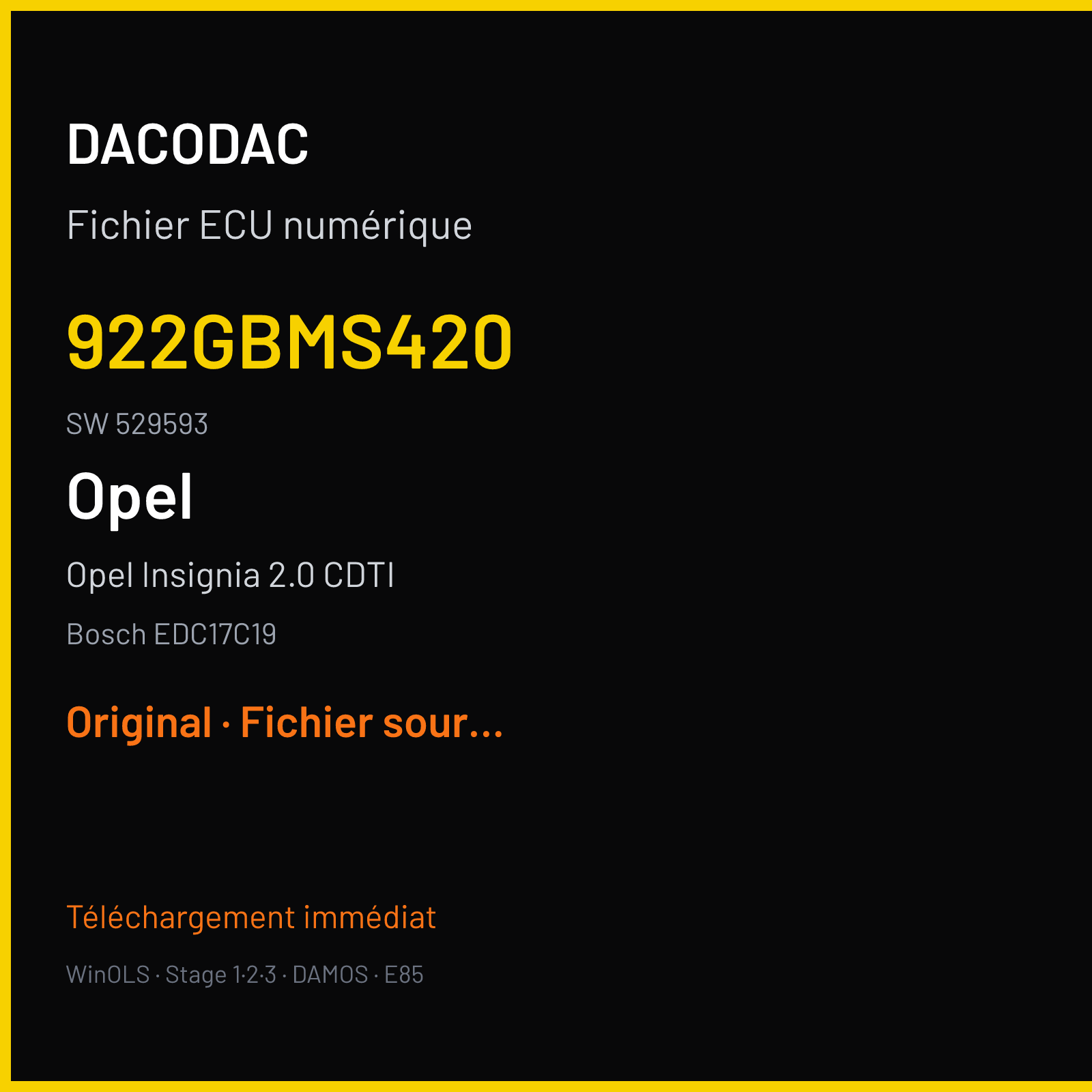 Opel Insignia 2.0 CDTI (2009) — Bosch EDC17C19 — 922GBMS420 · 529593 — Original
