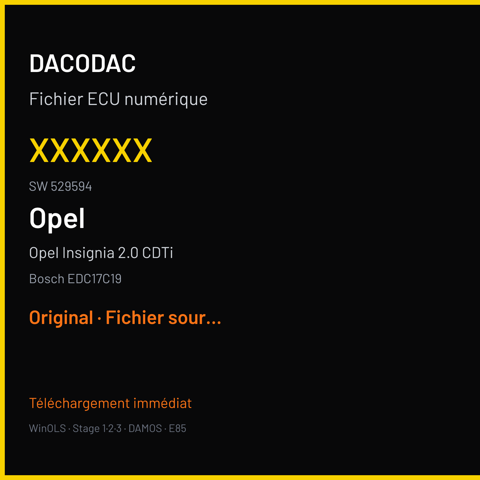Opel Insignia 2.0 CDTi (2005) — Bosch EDC17C19 — xxxxxx · 529594 — Original
