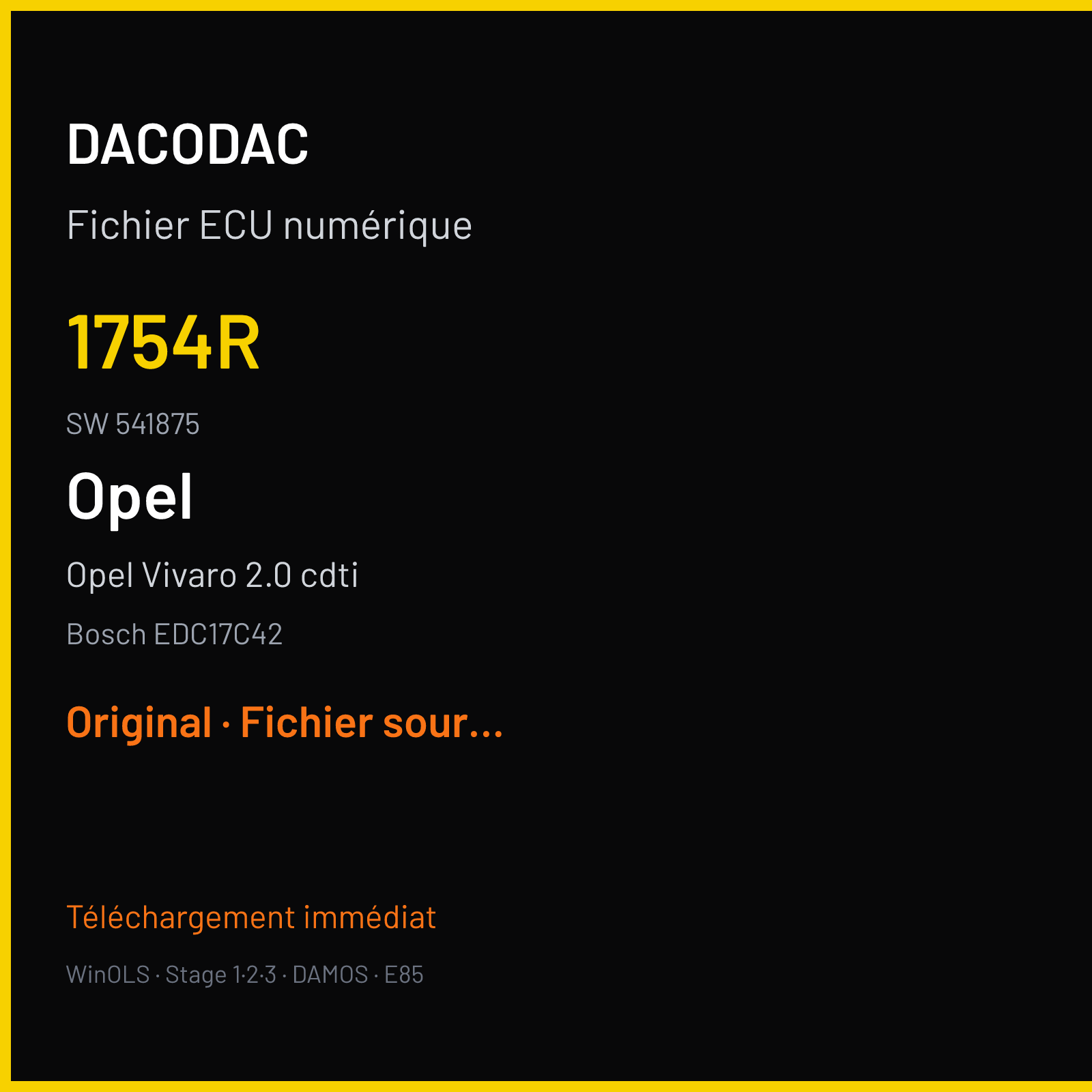 Opel Vivaro 2.0 cdti (2014) — Bosch EDC17C42 — 1754R · 541875 — Original