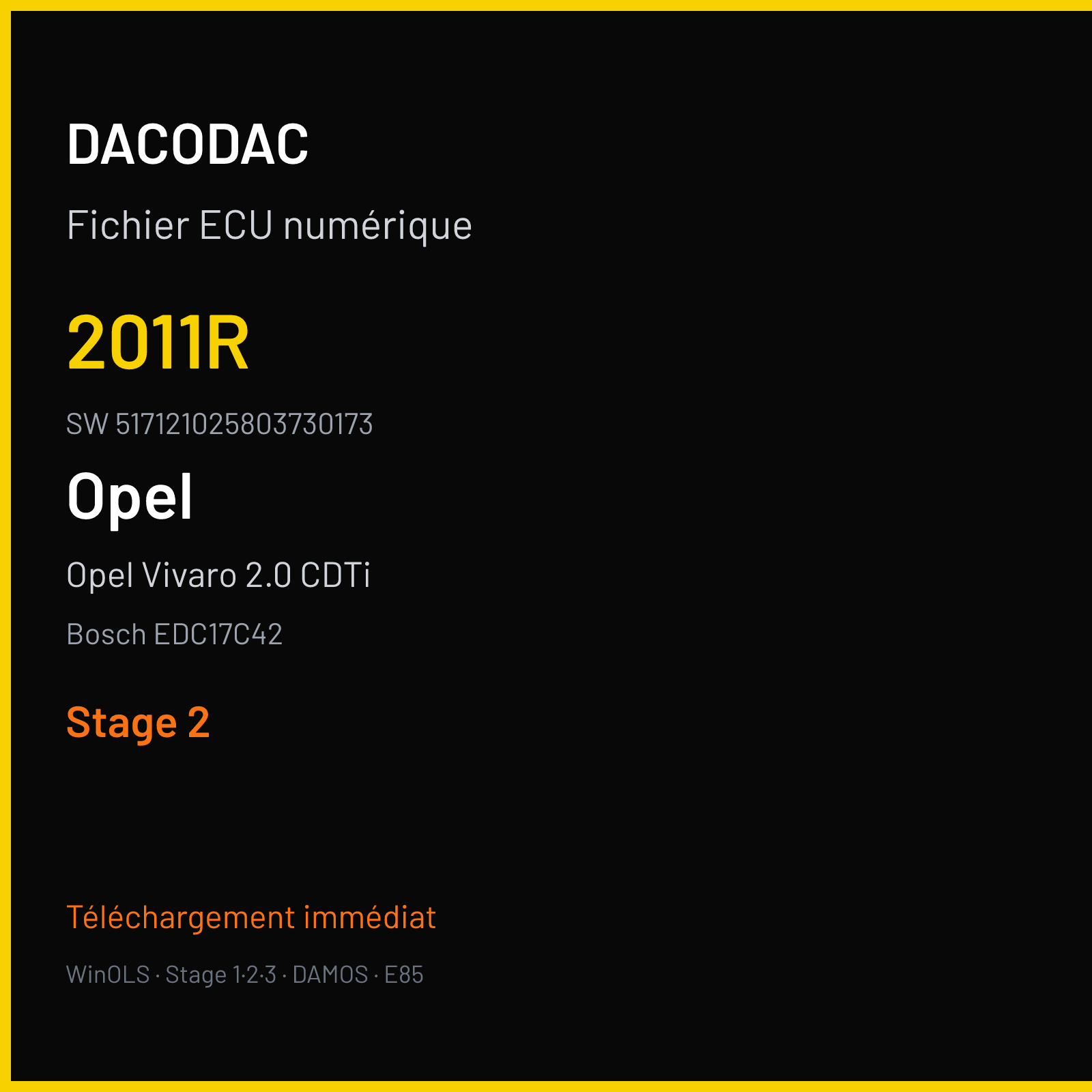 Opel Vivaro 2.0 CDTi 115 ch (2010) — Bosch EDC17C42 — 2011R · 517121025803730173 · 533391 — Stage 2
