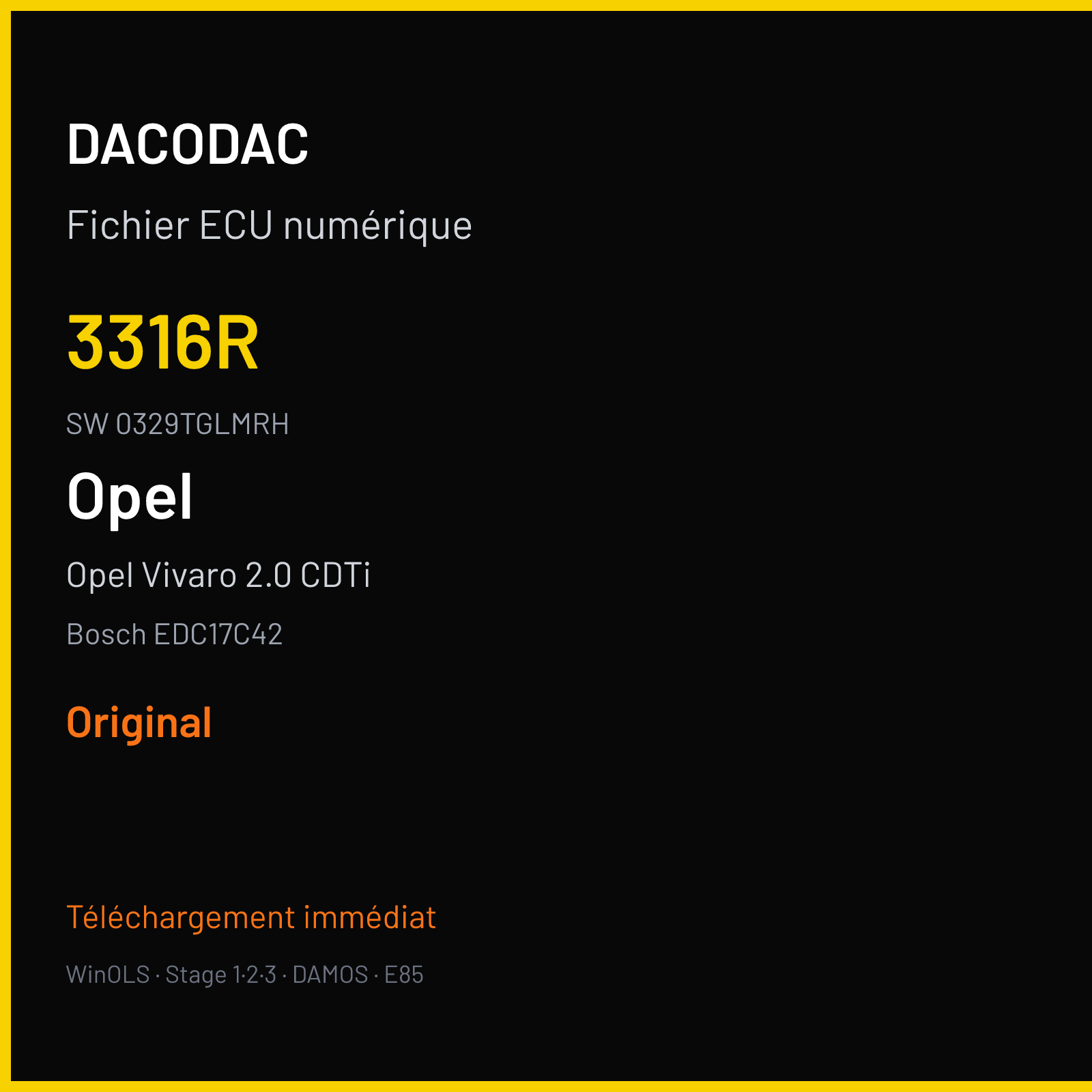 Opel Vivaro 2.0 CDTi 115 ch (2011) — Bosch EDC17C42 — 3316R · 0329TGLMRH · 16650173 545242 — Original