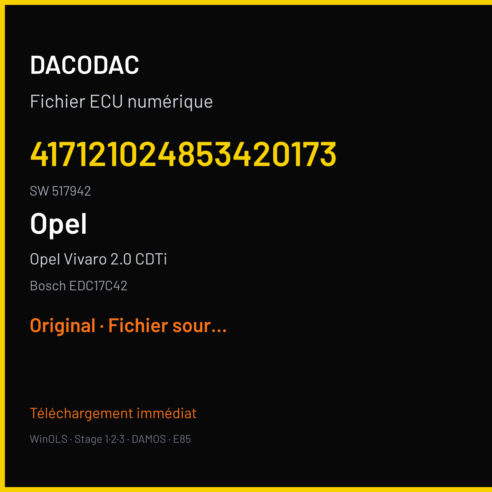 Opel Vivaro 2.0 CDTi (2012) — Bosch EDC17C42 — 417121024853420173 · 517942 — Original