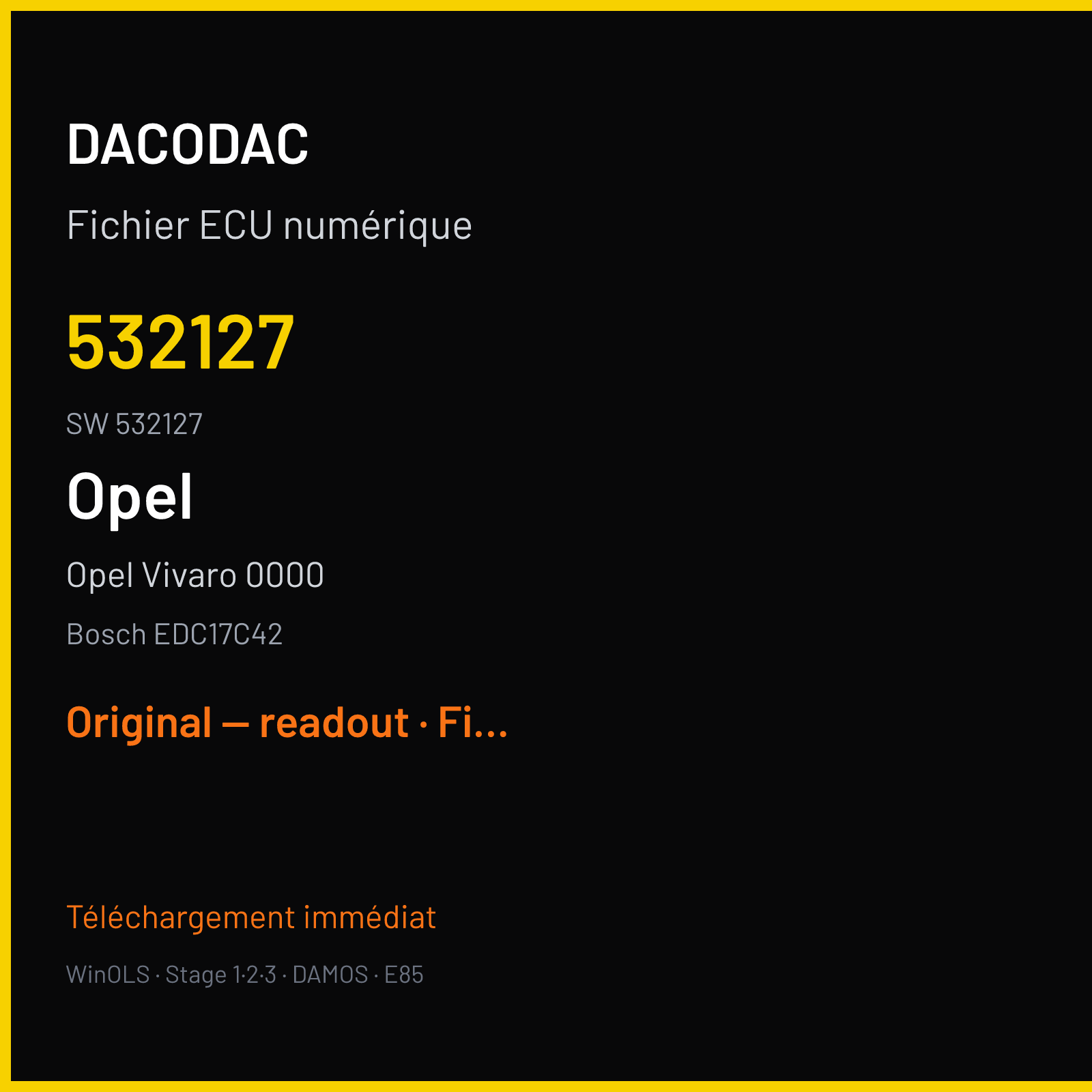 Opel Vivaro 0000 — Bosch EDC17C42 — 532127 · 532127 — Original — readout