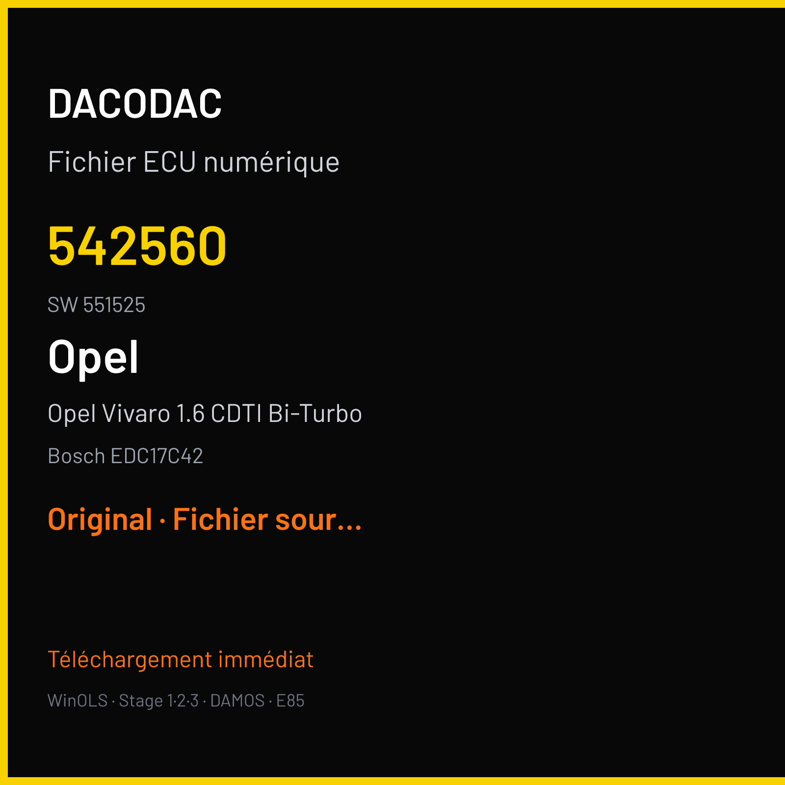 Opel Vivaro 1.6 CDTI Bi-Turbo (2015) — Bosch EDC17C42 — 542560 · 551525 — Original