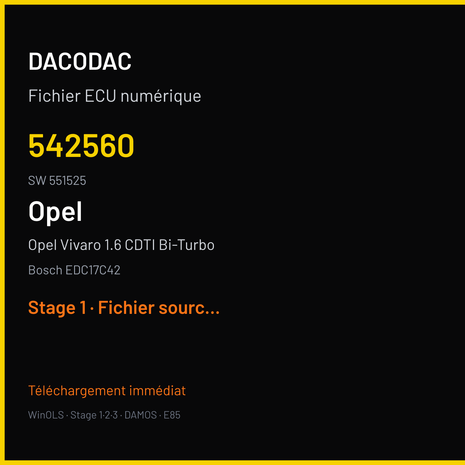 Opel Vivaro 1.6 CDTI Bi-Turbo (2015) — Bosch EDC17C42 — 542560 · 551525 — Stage 1