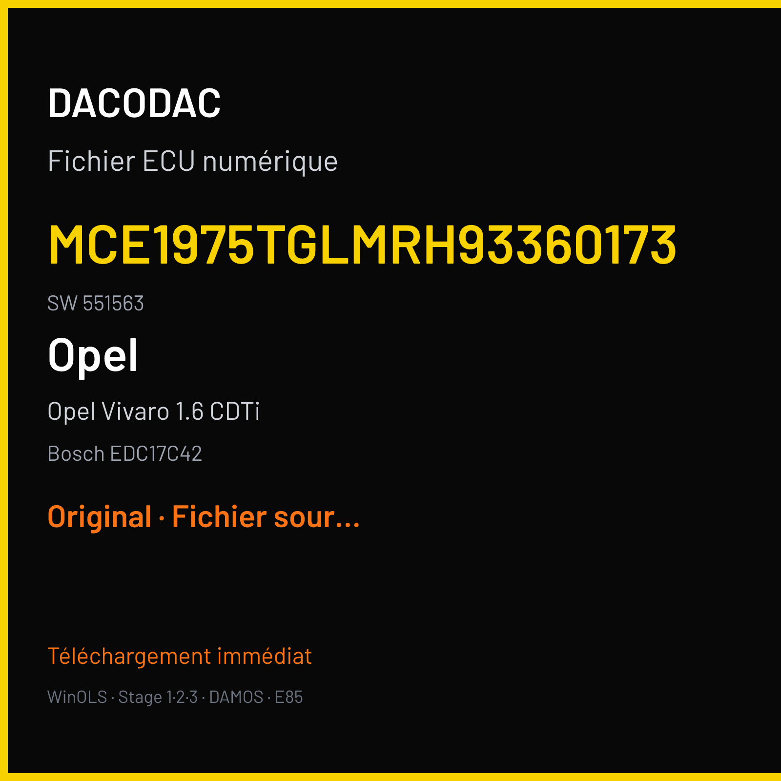 Opel Vivaro 1.6 CDTi (2014) — Bosch EDC17C42 — MCE1975TGLMRH93360173 · 551563 — Original