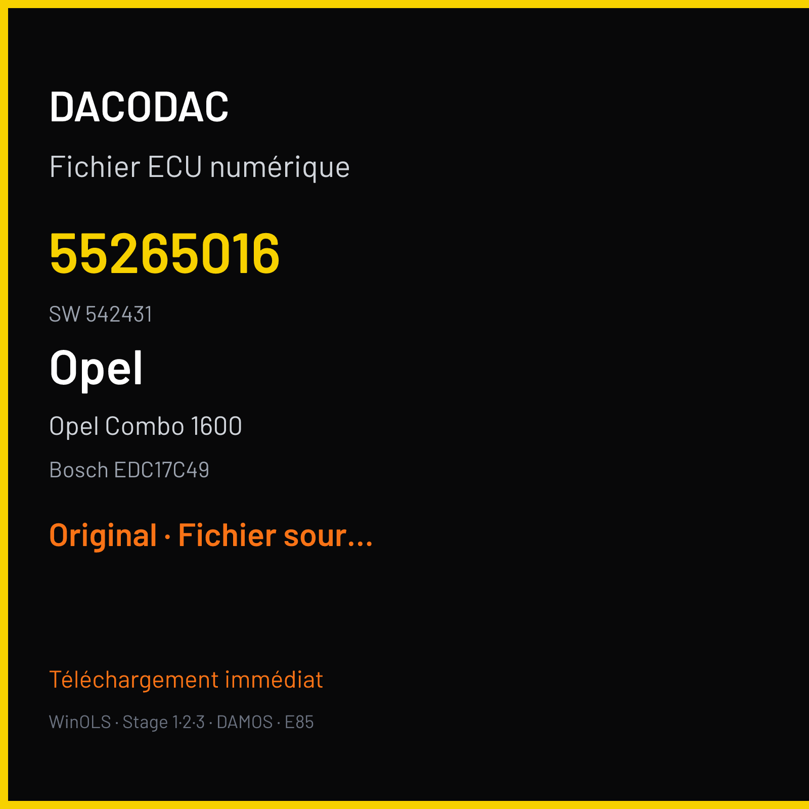 Opel Combo 1600 (2014) — Bosch EDC17C49 — 55265016 · 542431 — Original