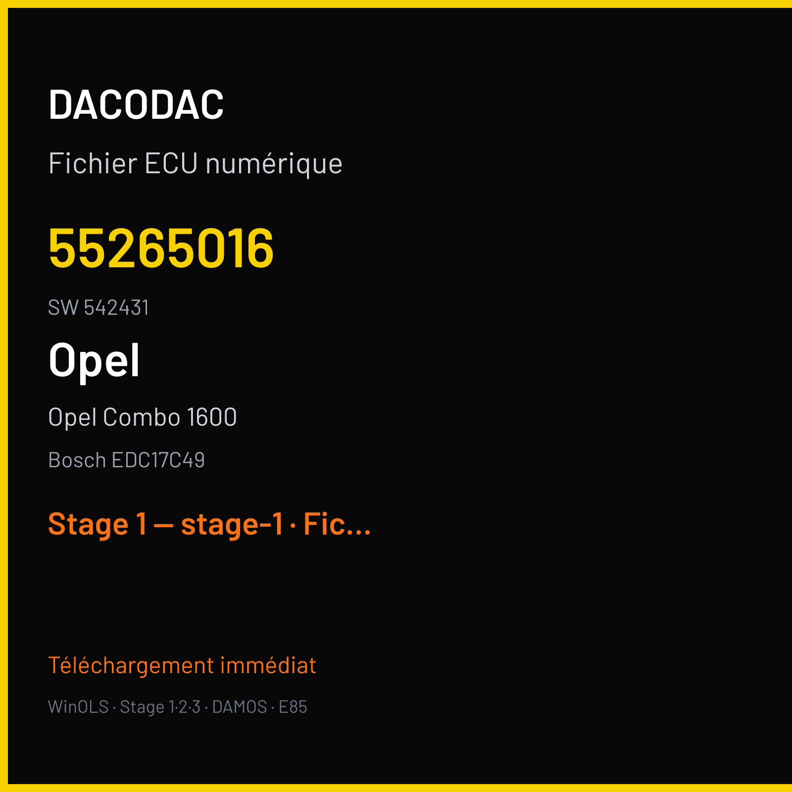 Opel Combo 1600 (2014) — Bosch EDC17C49 — 55265016 · 542431 — Stage 1 — stage-1