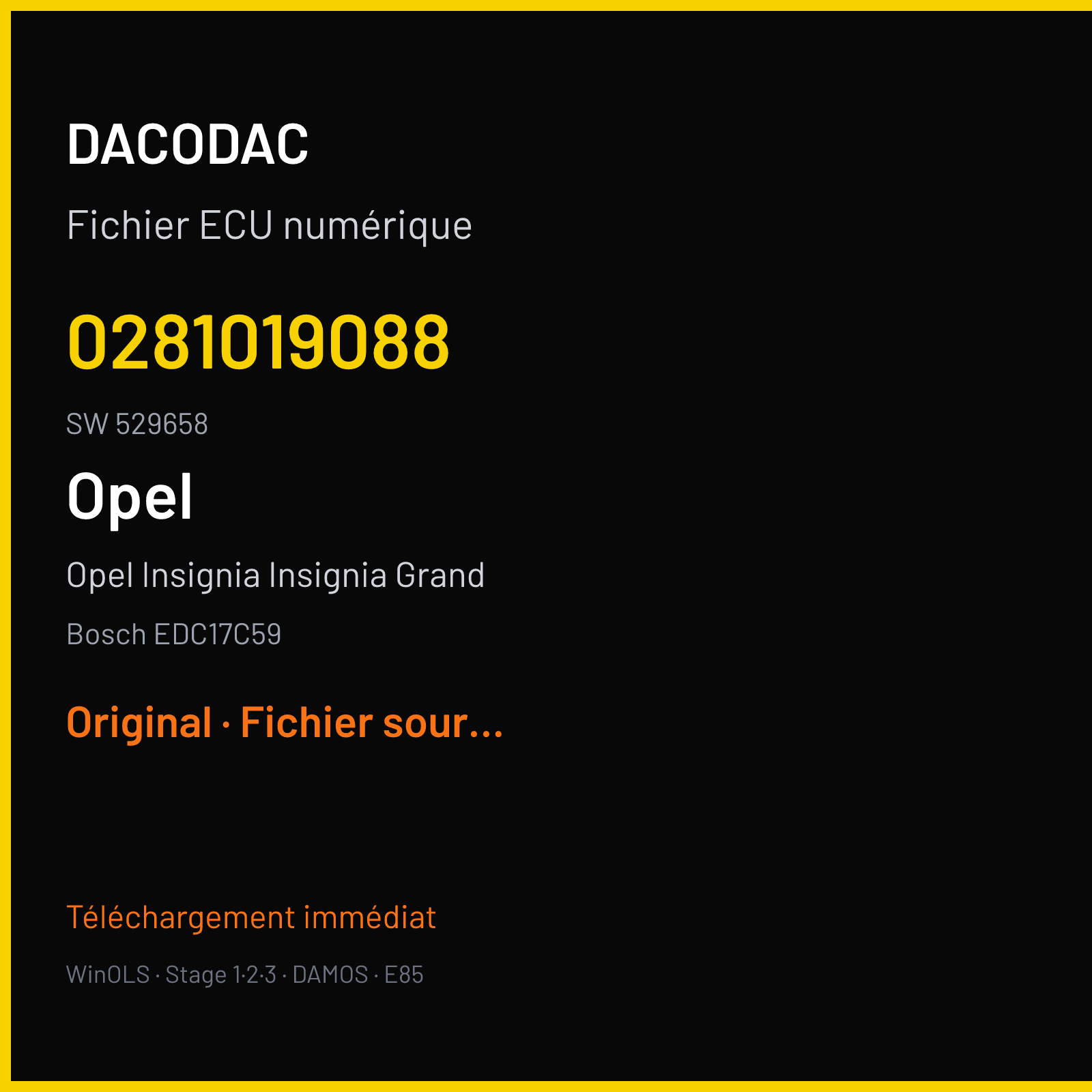 Opel Insignia Insignia Grand (2015) — Bosch EDC17C59 — 0281019088 · 529658 — Original