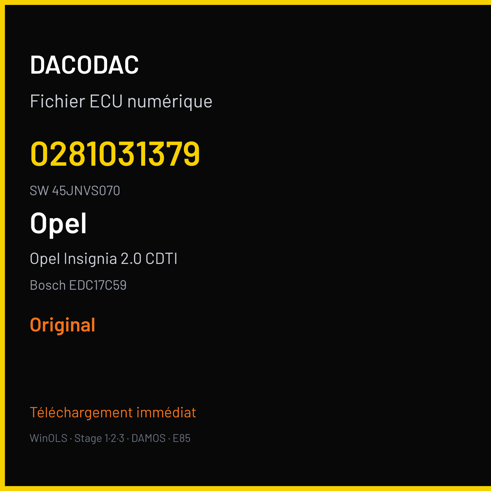 Opel Insignia 2.0 CDTI 140 ch (2013) — Bosch EDC17C59 — 0281031379 · 45JNVS070 · 543039 — Original
