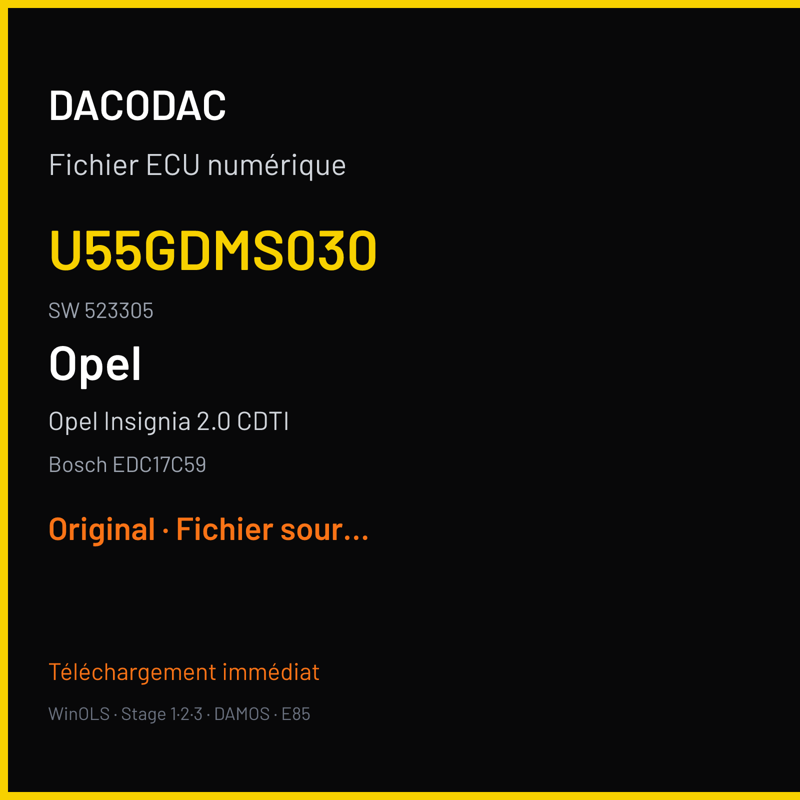Opel Insignia 2.0 CDTI (2012) — Bosch EDC17C59 — U55GDMS030 · 523305 — Original