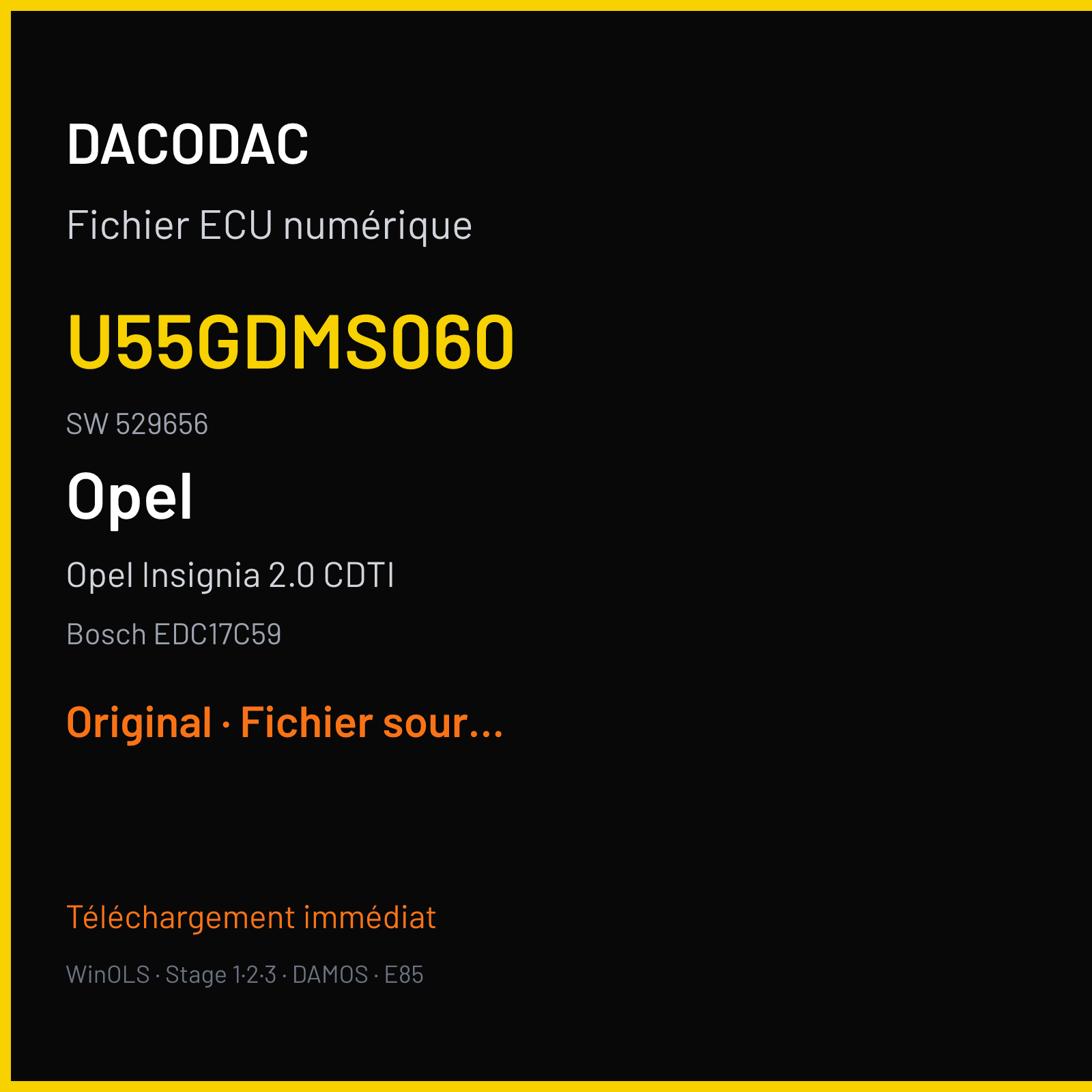 Opel Insignia 2.0 CDTI (2012) — Bosch EDC17C59 — U55GDMS060 · 529656 — Original