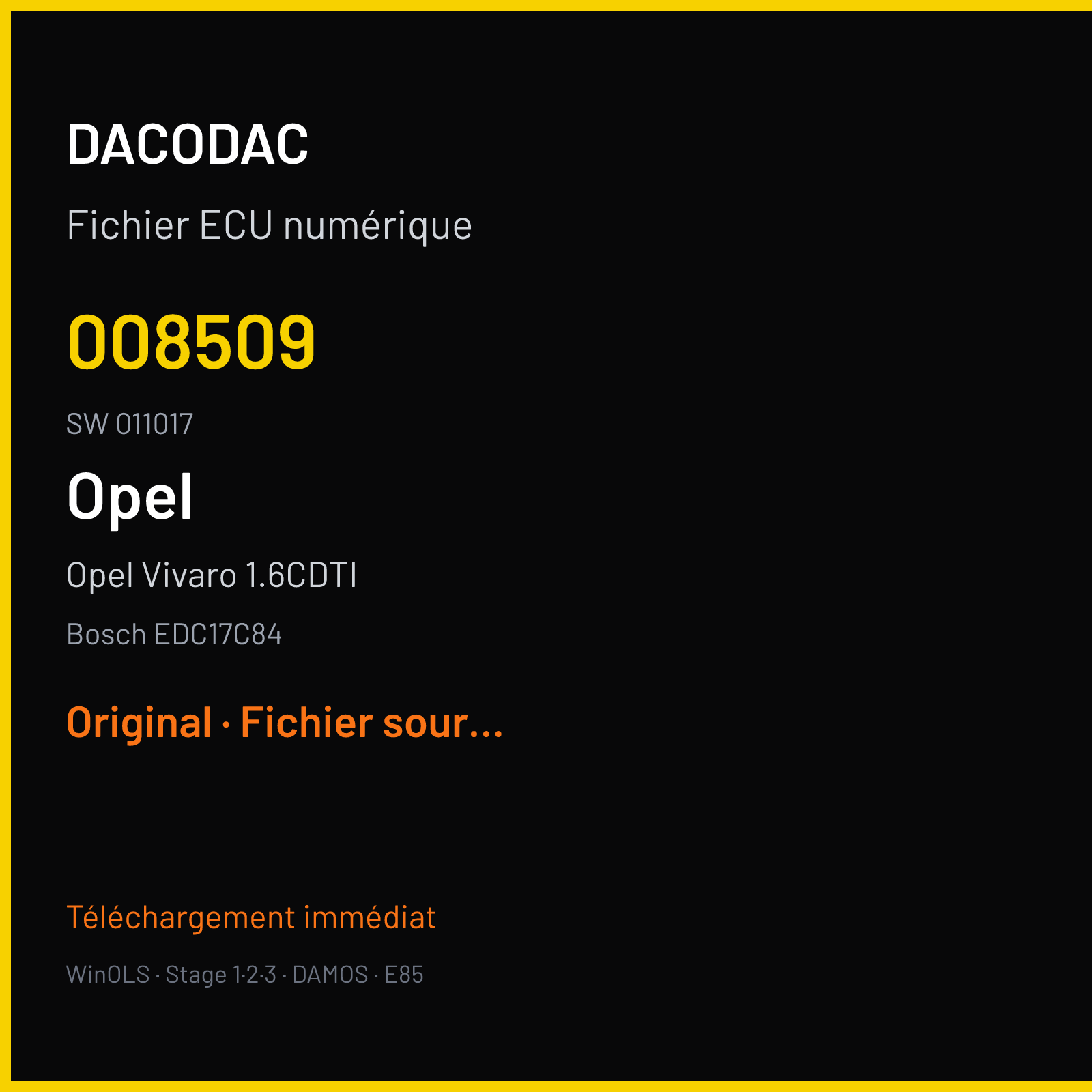 Opel Vivaro 1.6CDTI (2016) — Bosch EDC17C84 — 008509 · 011017 — Original