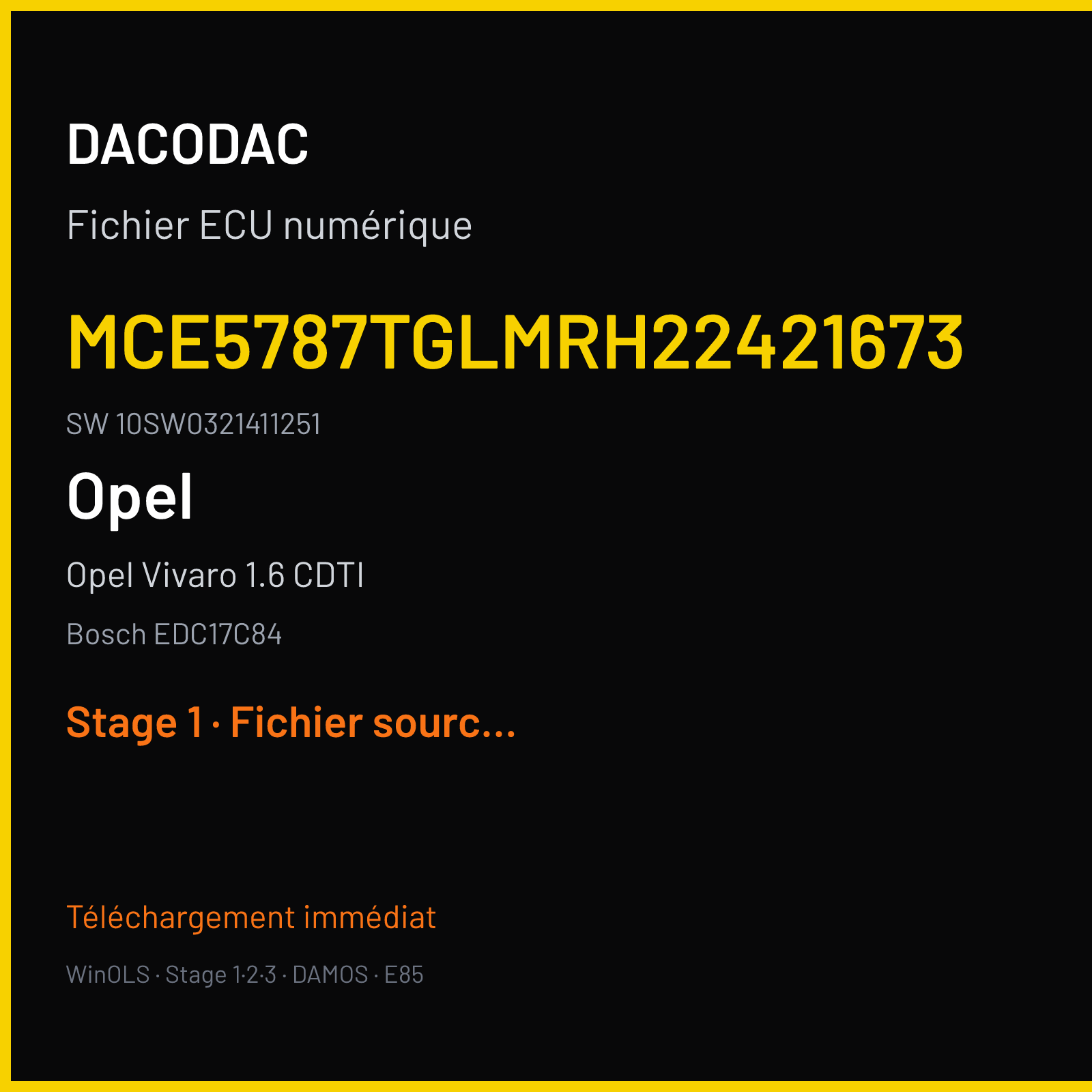 Opel Vivaro 1.6 CDTI (2018) — Bosch EDC17C84 — MCE5787TGLMRH22421673 · 10SW0321411251 · 8F0 032141 — Stage 1