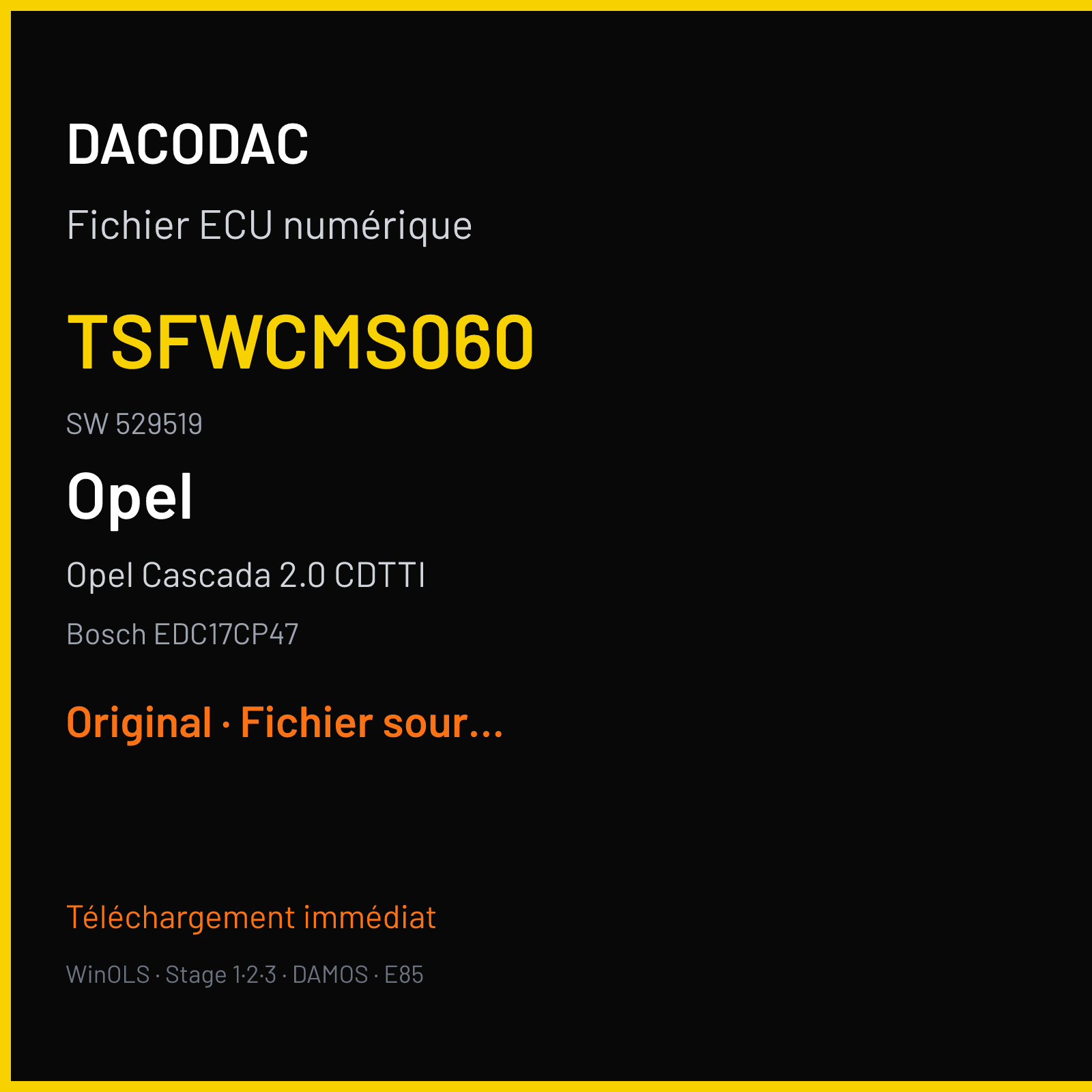 Opel Cascada 2.0 CDTTI (2015) — Bosch EDC17CP47 — TSFWCMS060 · 529519 — Original