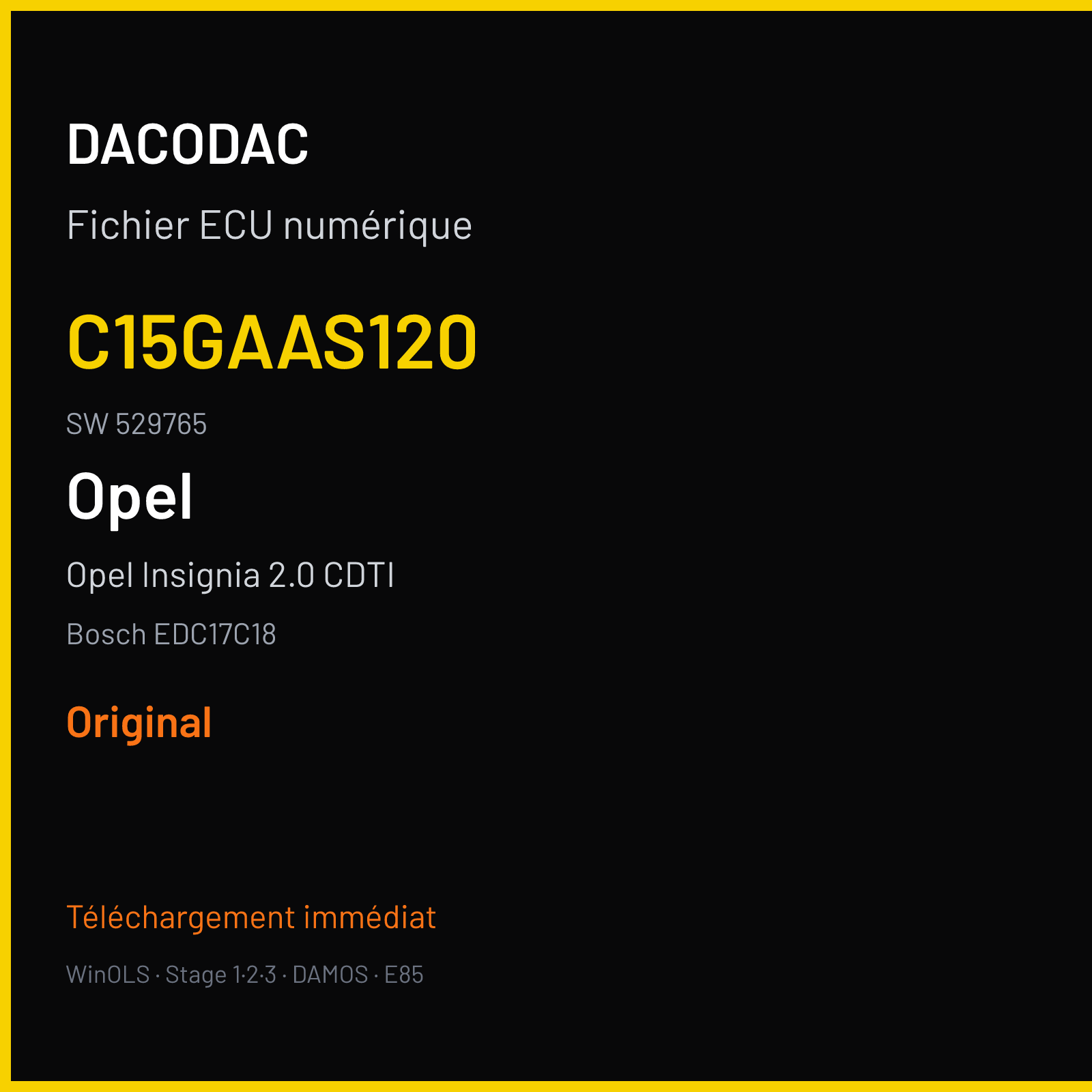 Opel Insignia 2.0 CDTI (2011) — Bosch EDC17C18 — C15GAAS120 · 529765 — Original