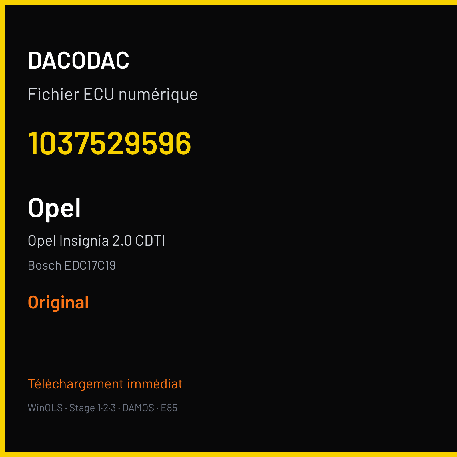 Opel Insignia 2.0 CDTI (2009) — Bosch EDC17C19 — 1037529596 — Original
