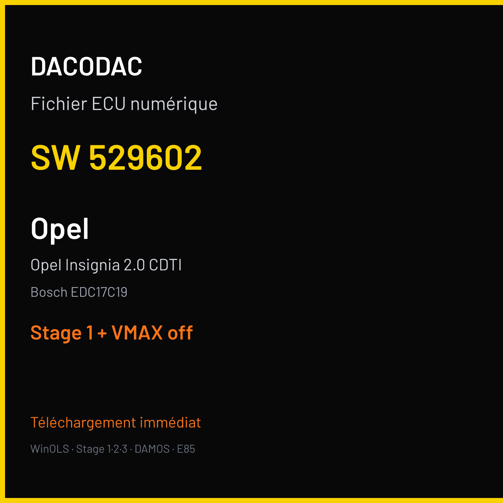 Opel Insignia 2.0 CDTI (2011) — Bosch EDC17C19 — 529602 — Stage 1 + VMAX off