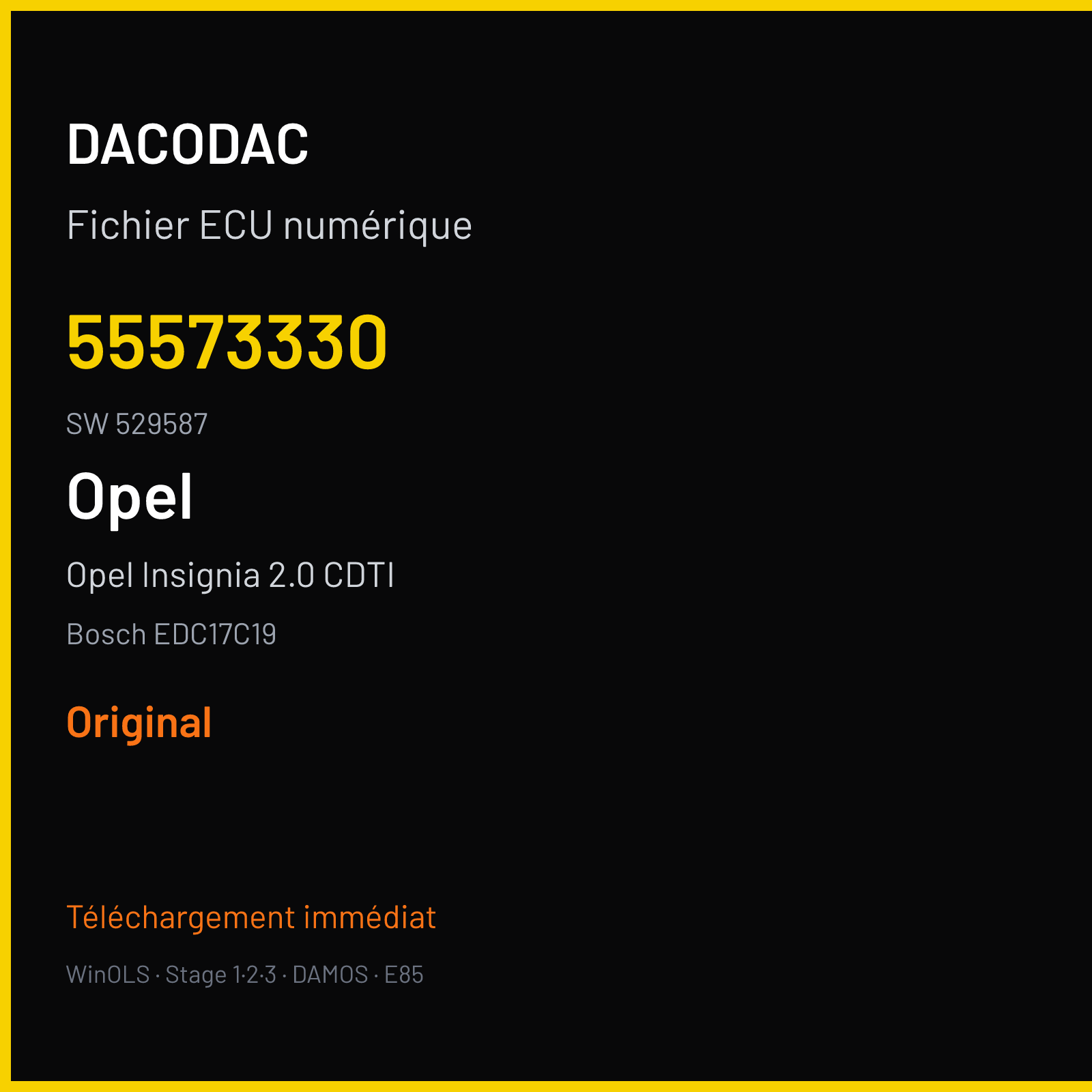 Opel Insignia 2.0 CDTI (2009) — Bosch EDC17C19 — 55573330 · 529587 — Original