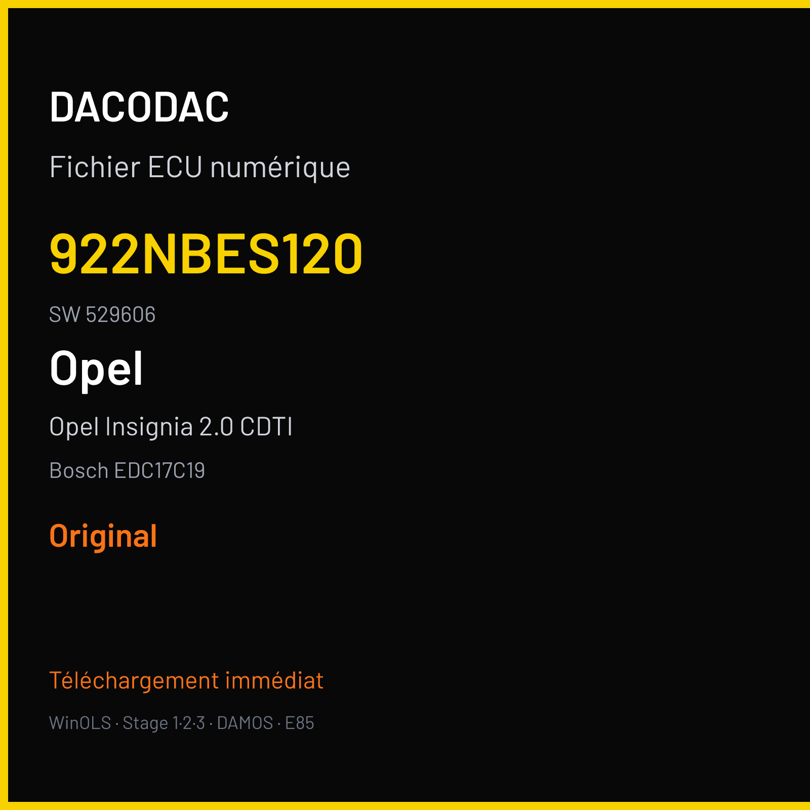 Opel Insignia 2.0 CDTI (2011) — Bosch EDC17C19 — 922NBES120 · 529606 — Original