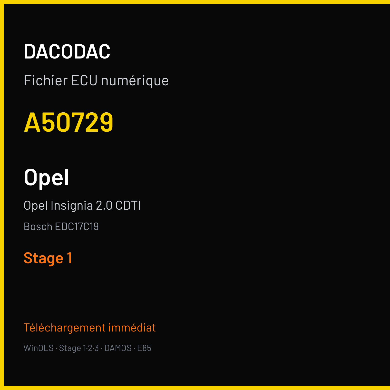 Opel Insignia 2.0 CDTI (2009) — Bosch EDC17C19 — A50729 — Stage 1