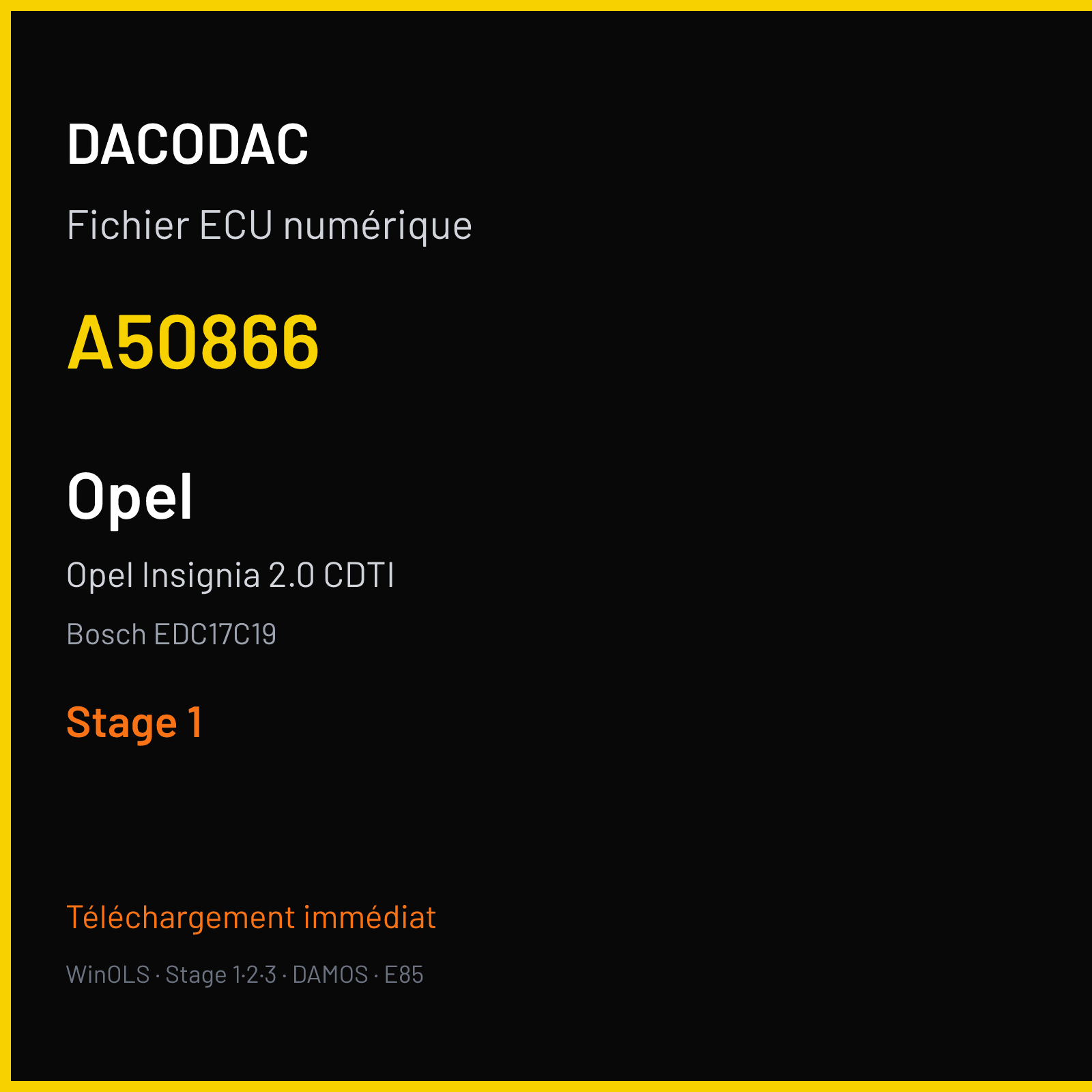 Opel Insignia 2.0 CDTI (2010) — Bosch EDC17C19 — A50866 — Stage 1