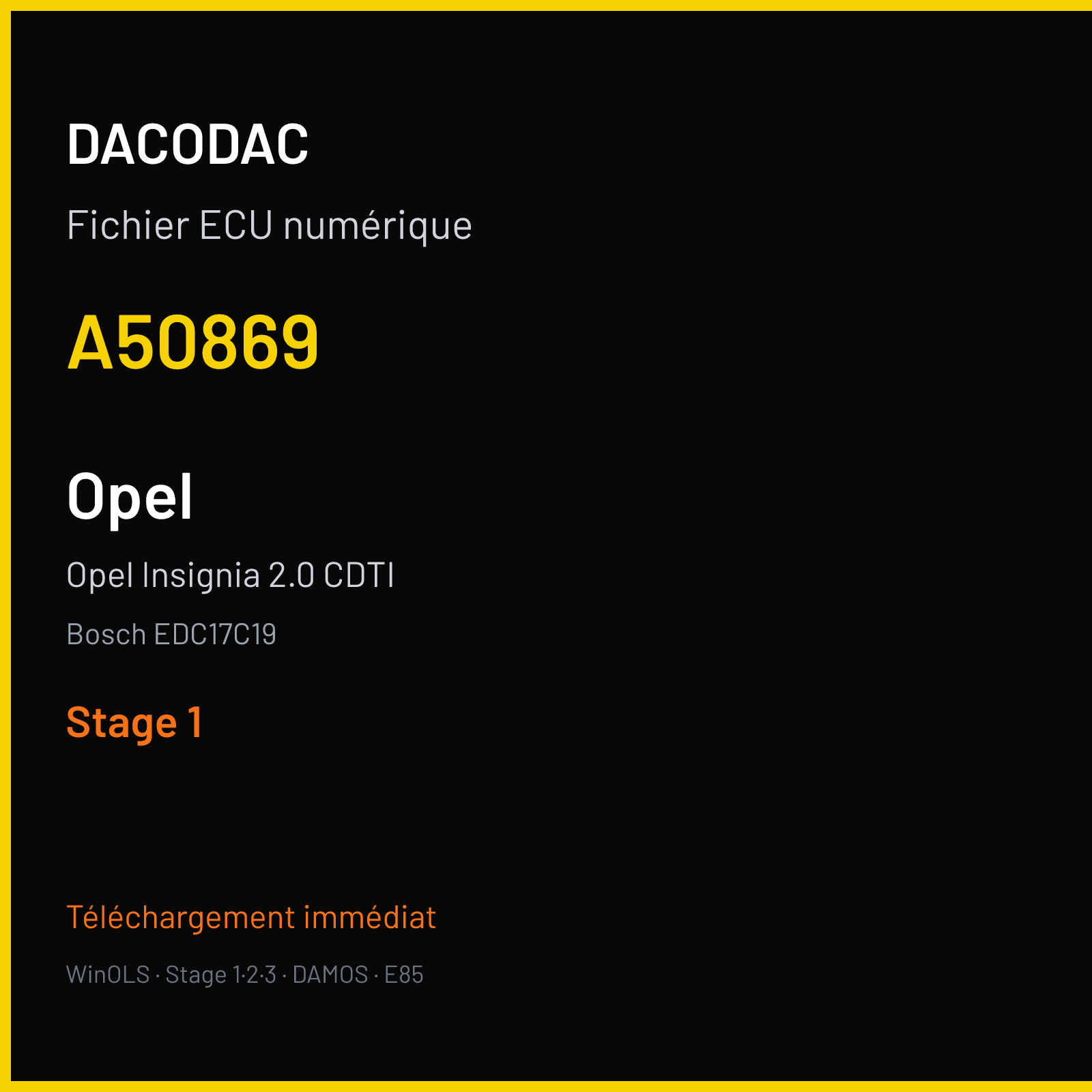 Opel Insignia 2.0 CDTI (2009) — Bosch EDC17C19 — A50869 — Stage 1