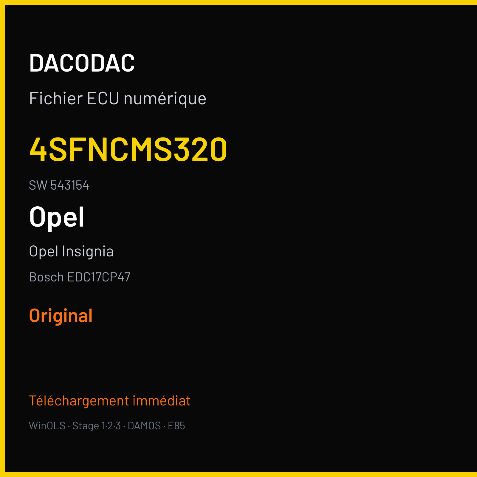 Opel Insignia (2017) — Bosch EDC17CP47 — 4SFNCMS320 · 543154 — Original