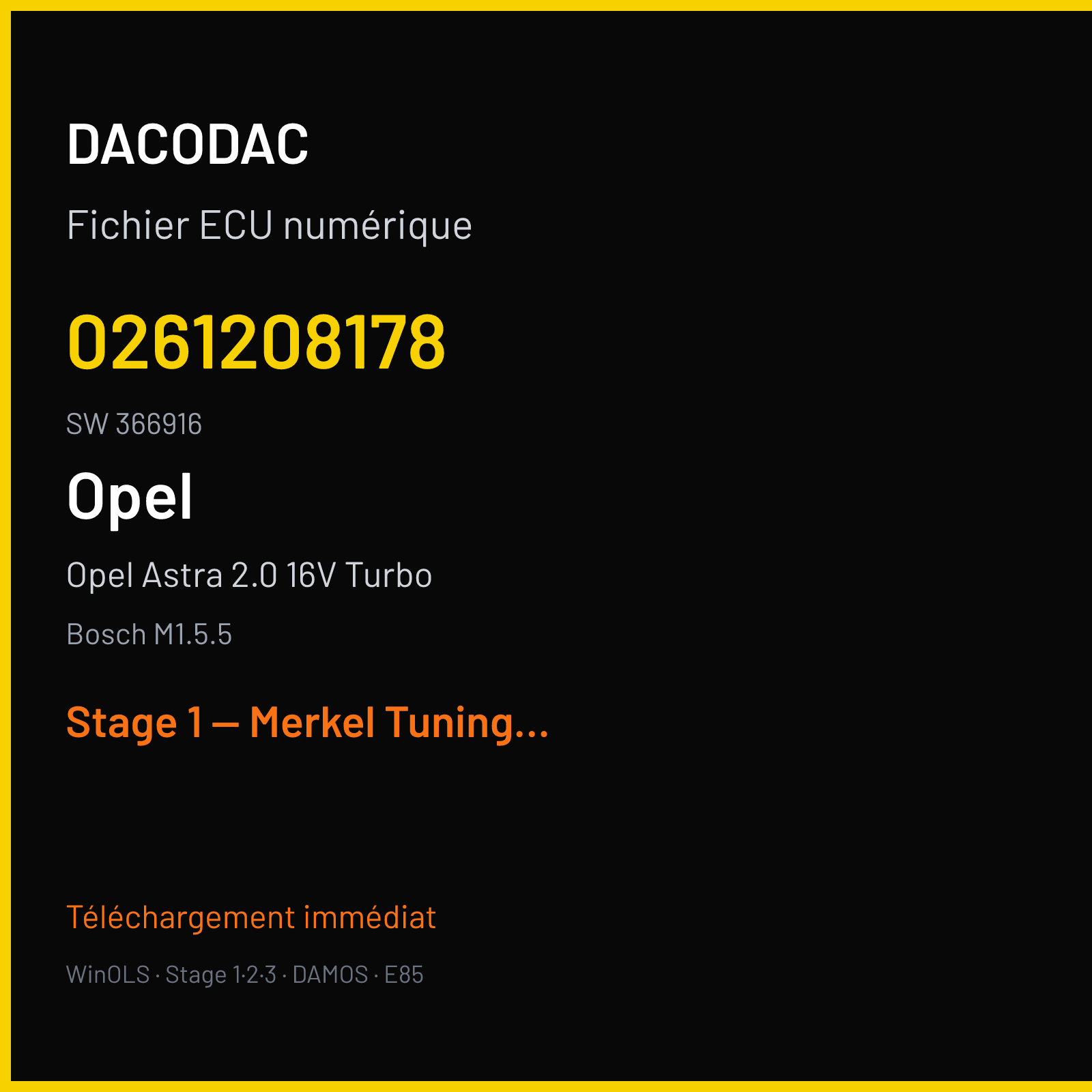 Opel Astra 2.0 16V Turbo (2002) — Bosch M1.5.5 — 0261208178 · 366916 — Stage 1 — Merkel Tuning MOD1