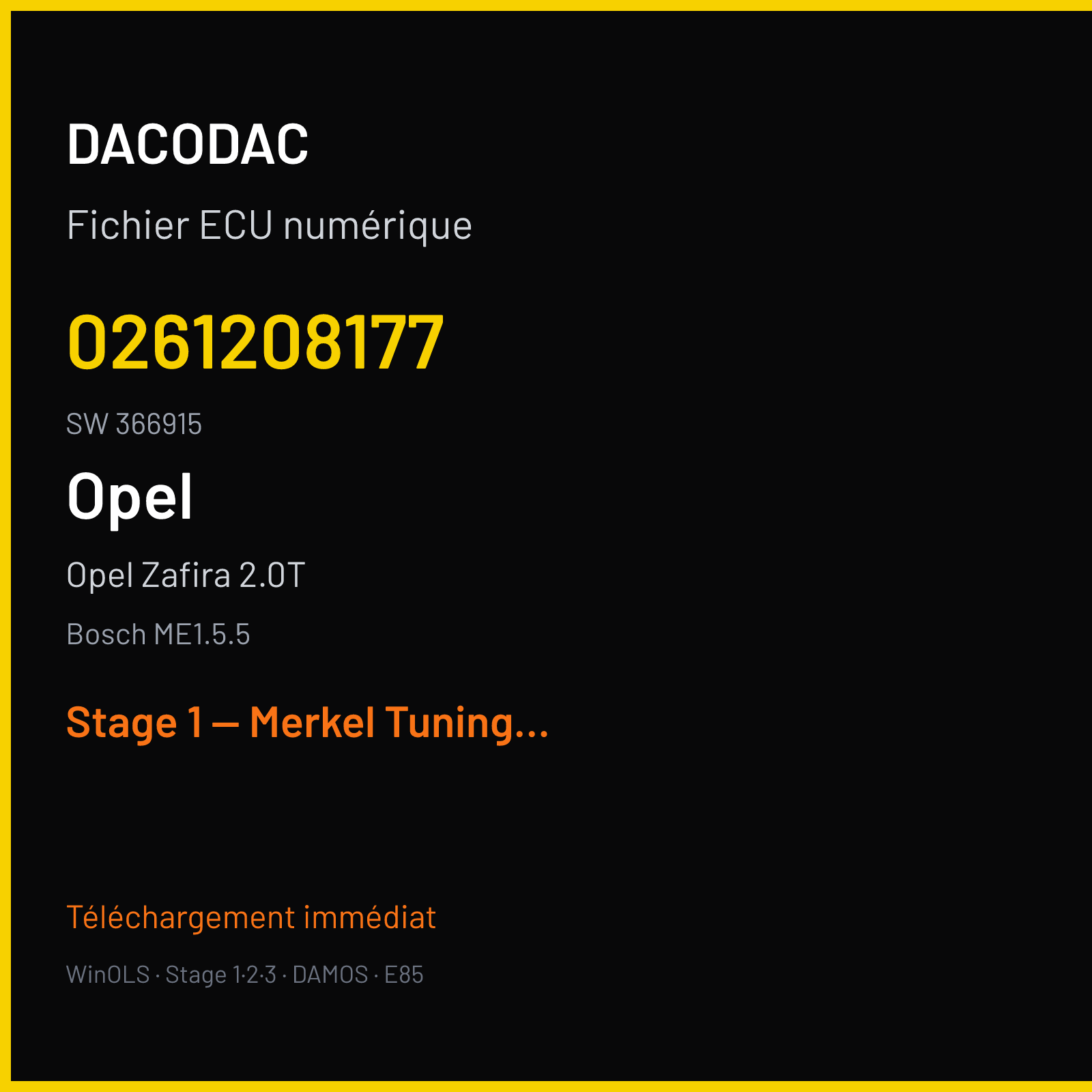 Opel Zafira 2.0T — Bosch ME1.5.5 — 0261208177 · 366915 — Stage 1 — Merkel Tuning Mod1 datei