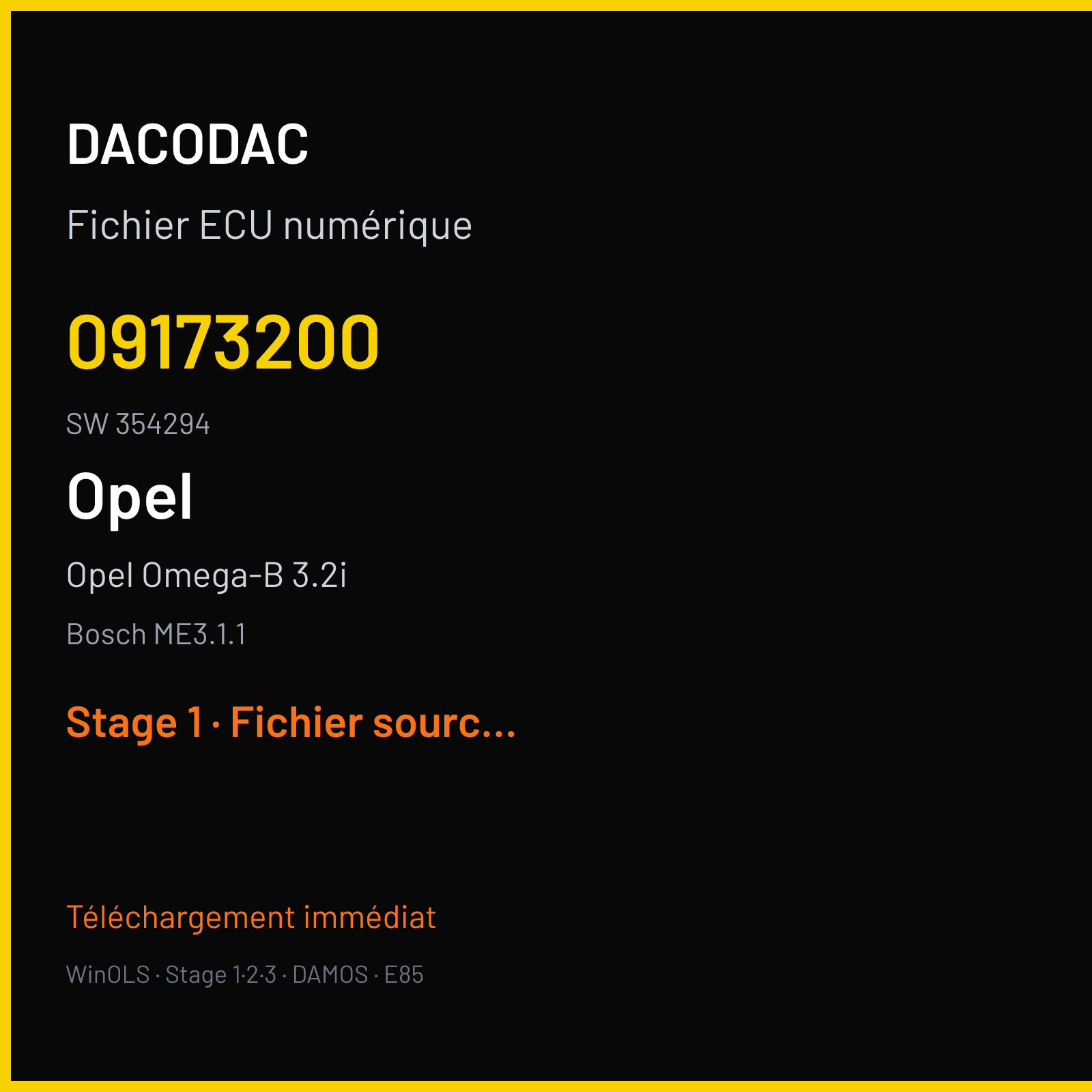 Opel Omega-B 3.2i 218 ch (2001) — Bosch ME3.1.1 — 09173200 · 354294 — Stage 1