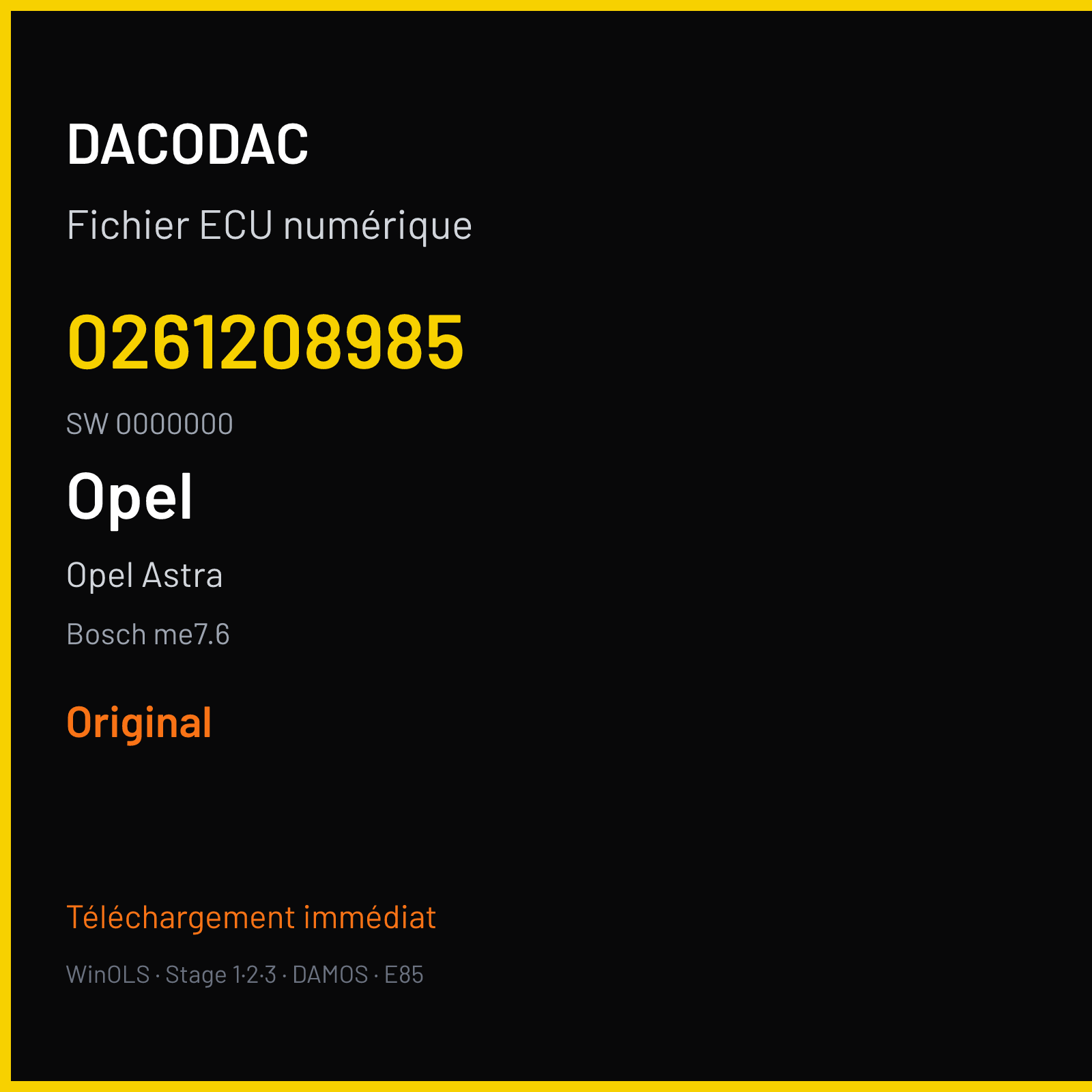 Opel Astra 192 ch (2008) — Bosch me7.6 — 0261208985 · 0000000 · 1037384260 — Original