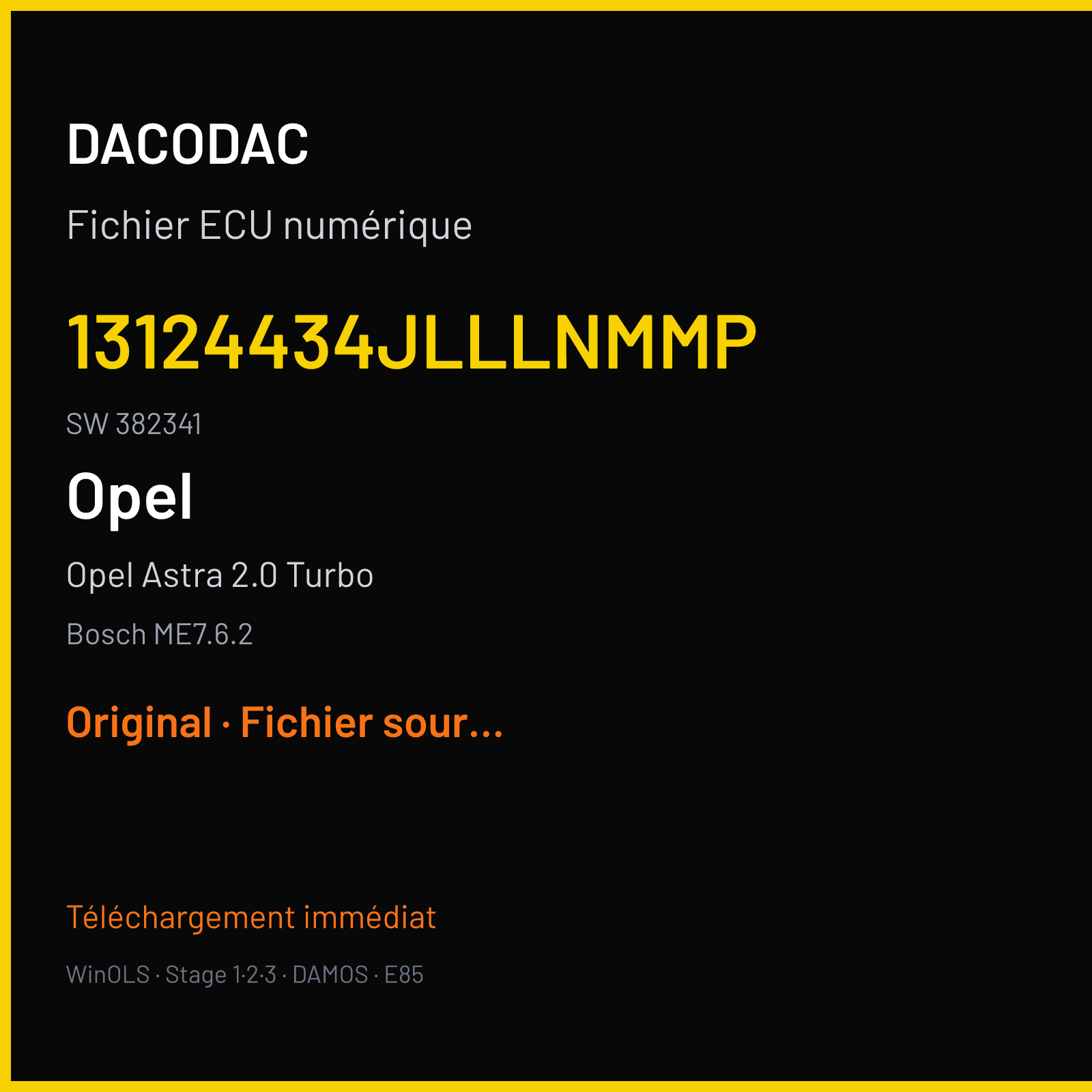 Opel Astra 2.0 Turbo (2005) — Bosch ME7.6.2 — 13124434JLLLNMMP · 382341 — Original