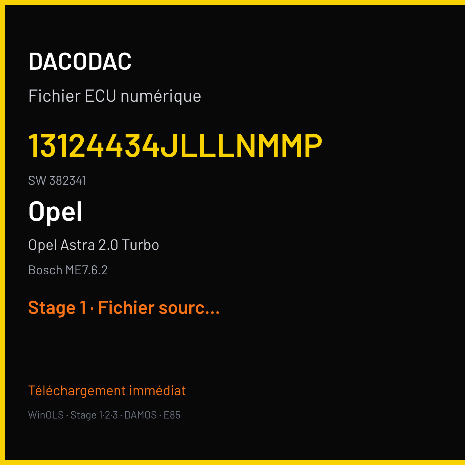 Opel Astra 2.0 Turbo (2005) — Bosch ME7.6.2 — 13124434JLLLNMMP · 382341 — Stage 1