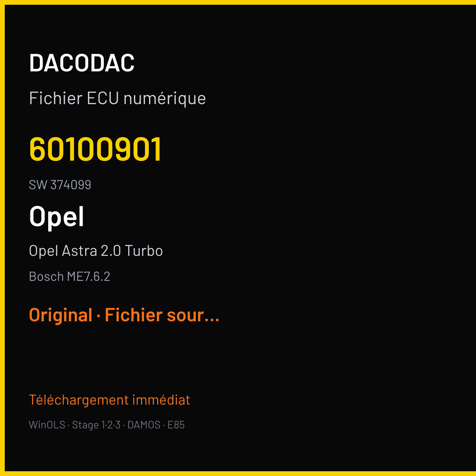 Opel Astra 2.0 Turbo (2005) — Bosch ME7.6.2 — 60100901 · 374099 — Original