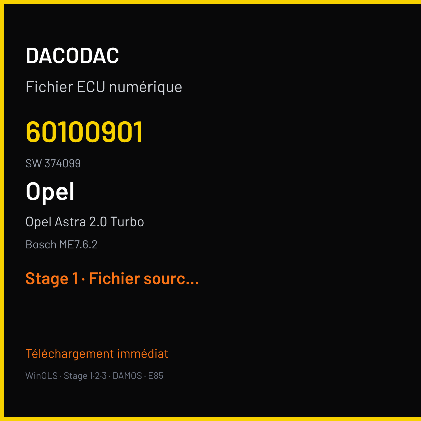 Opel Astra 2.0 Turbo (2005) — Bosch ME7.6.2 — 60100901 · 374099 — Stage 1