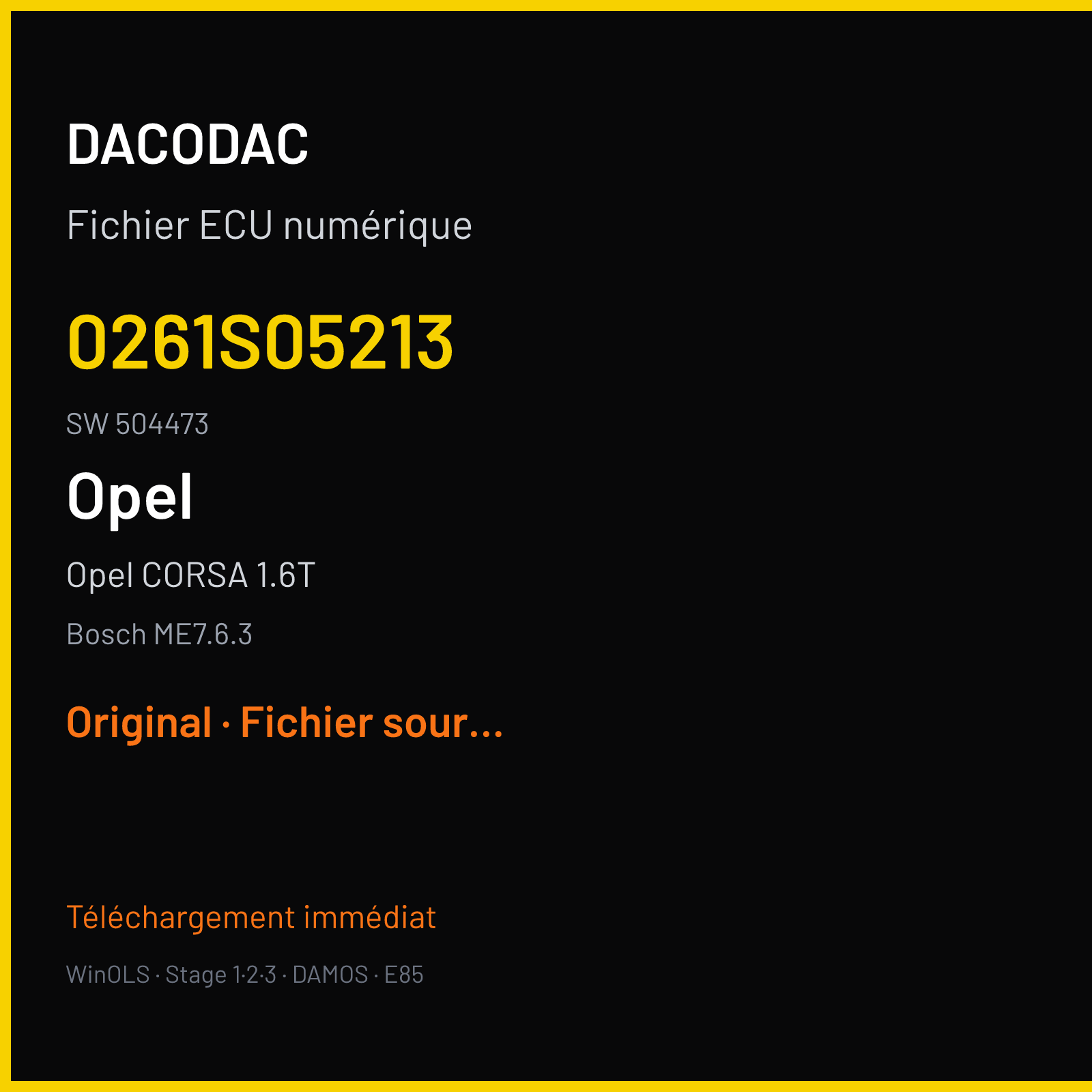 Opel CORSA 1.6T (2011) — Bosch ME7.6.3 — 0261S05213 · 504473 — Original