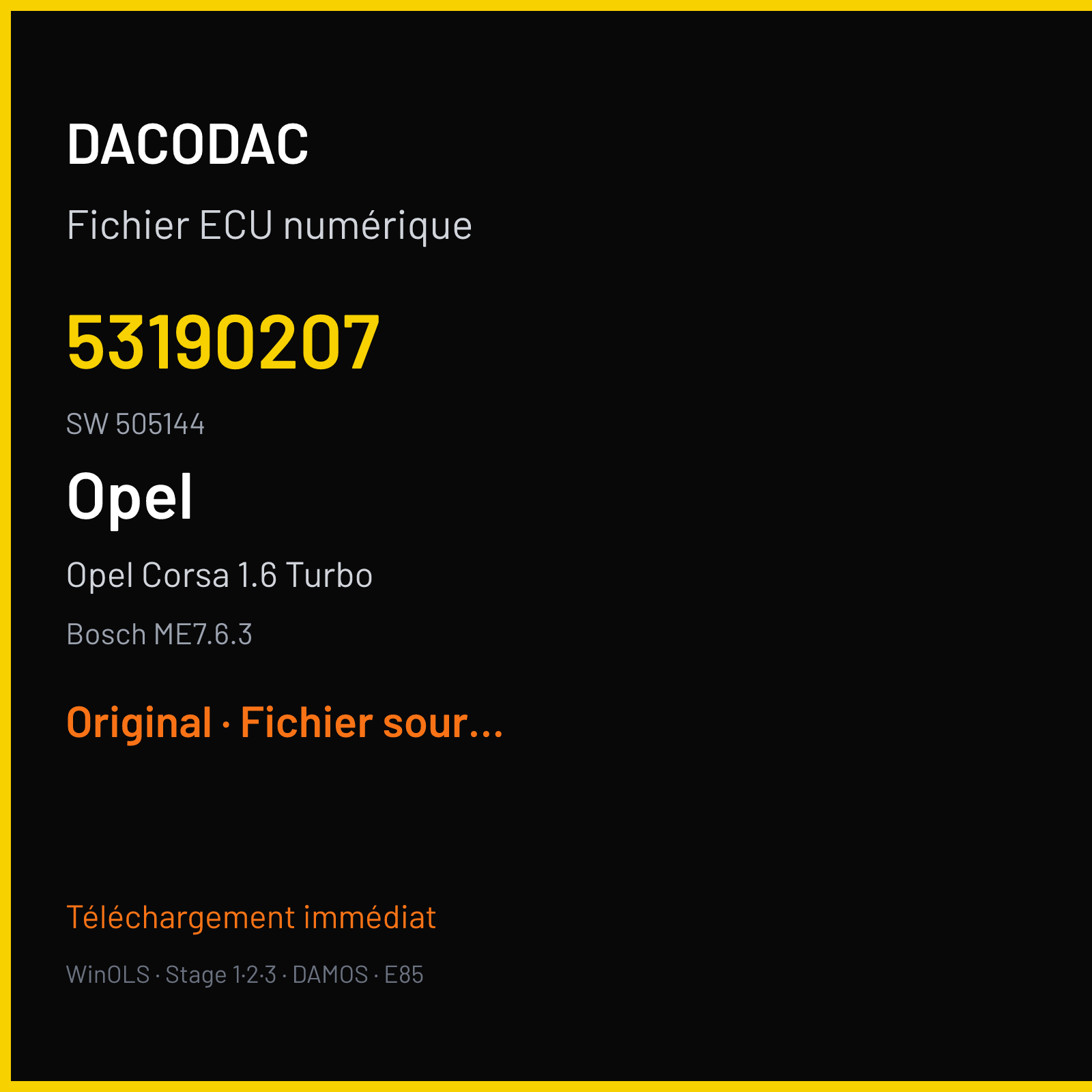 Opel Corsa 1.6 Turbo (2010) — Bosch ME7.6.3 — 53190207 · 505144 — Original