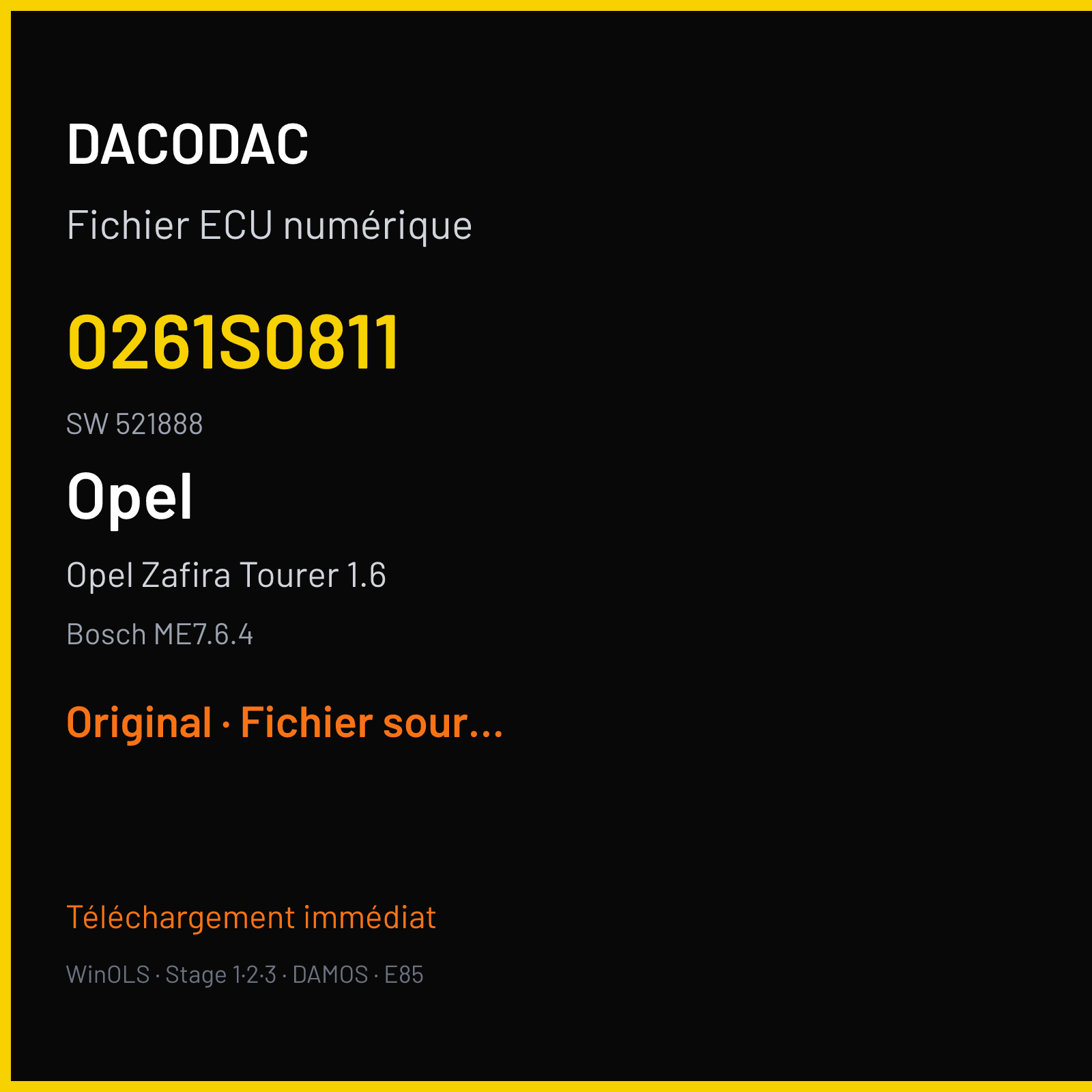 Opel Zafira Tourer 1.6 (2012) — Bosch ME7.6.4 — 0261S0811 · 521888 — Original