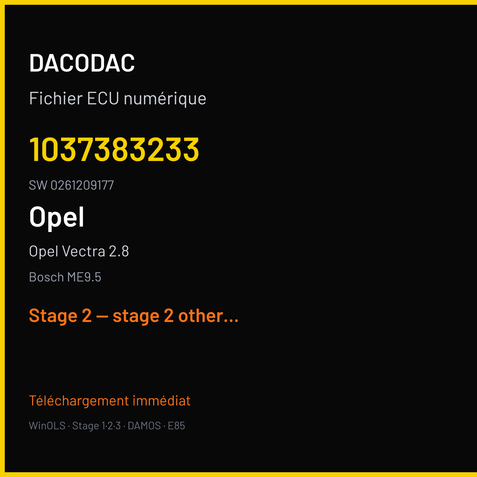 Opel Vectra 2.8 (2008) — Bosch ME9.5 — 1037383233 · 0261209177 — Stage 2 — stage 2 other tuner overlay