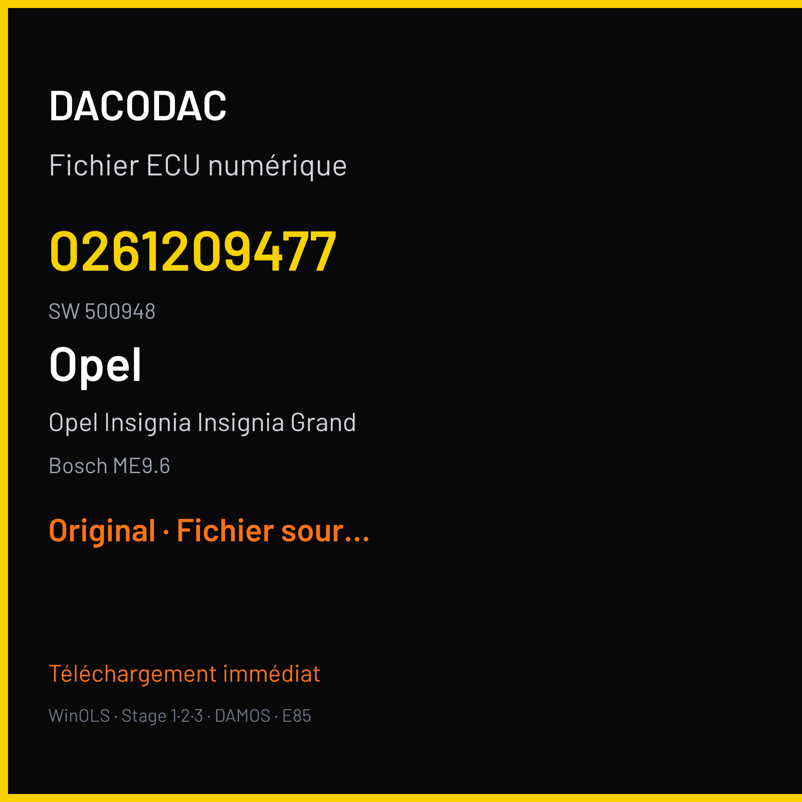 Opel Insignia Insignia Grand (2009) — Bosch ME9.6 — 0261209477 · 500948 — Original