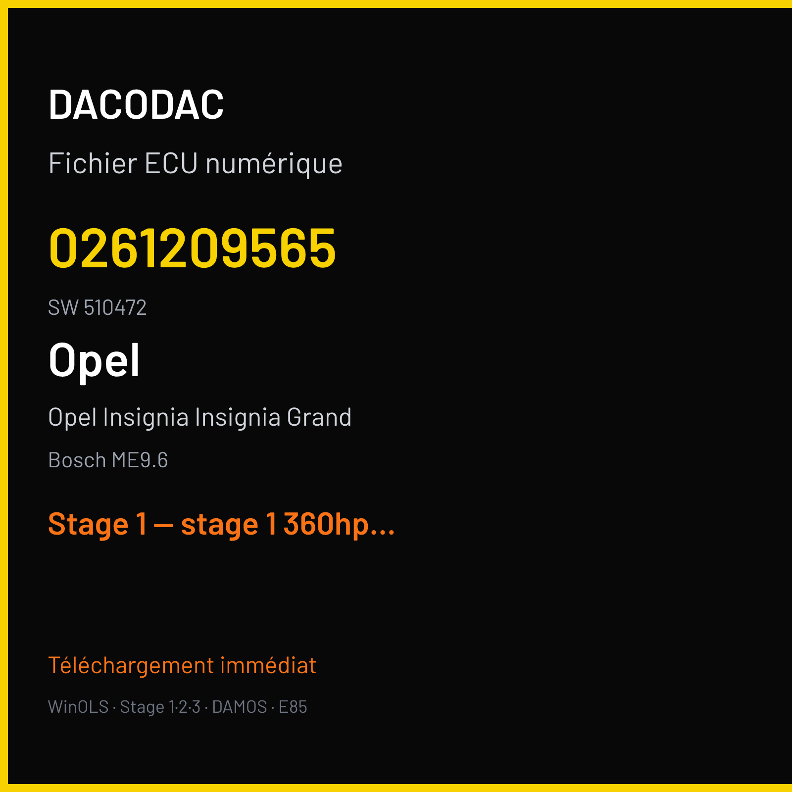 Opel Insignia Insignia Grand (2011) — Bosch ME9.6 — 0261209565 · 510472 — Stage 1 — stage 1 360hp and 580nm
