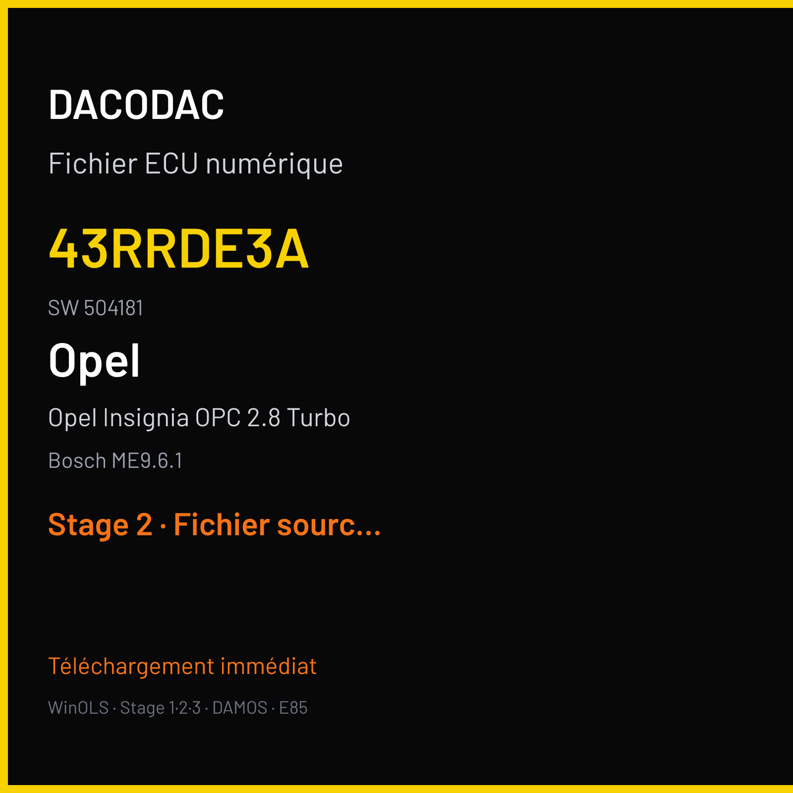 Opel Insignia OPC 2.8 Turbo 325 ch (2011) — Bosch ME9.6.1 — 43RRDE3A · 504181 — Stage 2