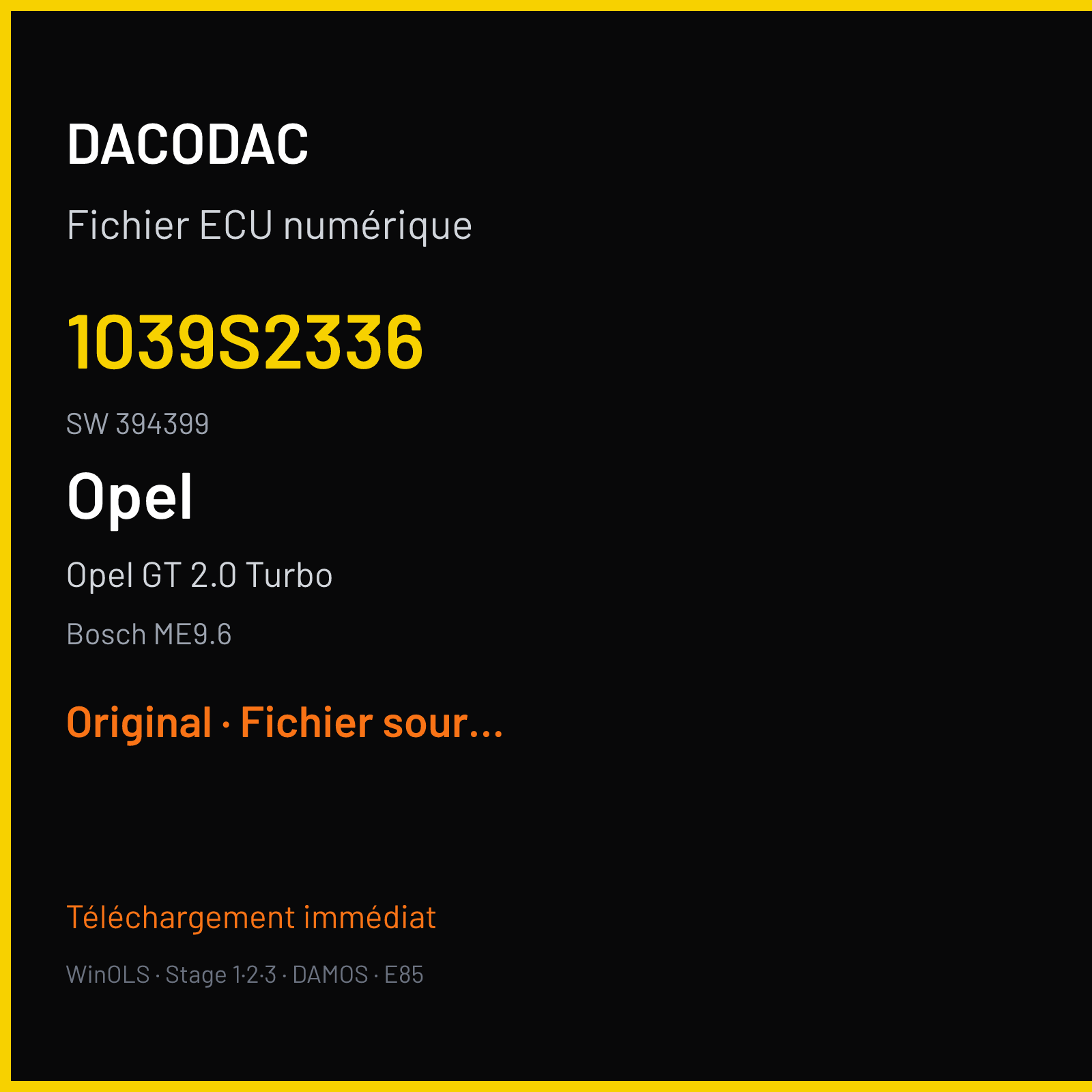 Opel GT 2.0 Turbo (2008) — Bosch ME9.6 — 1039S2336 · 394399 — Original