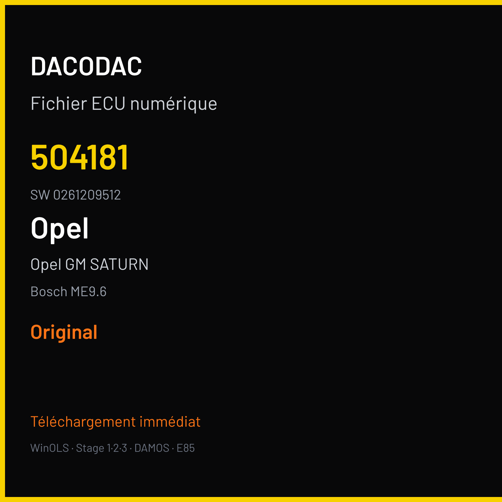 Opel GM SATURN 325 ch — Bosch ME9.6 — 504181 · 0261209512 — Original