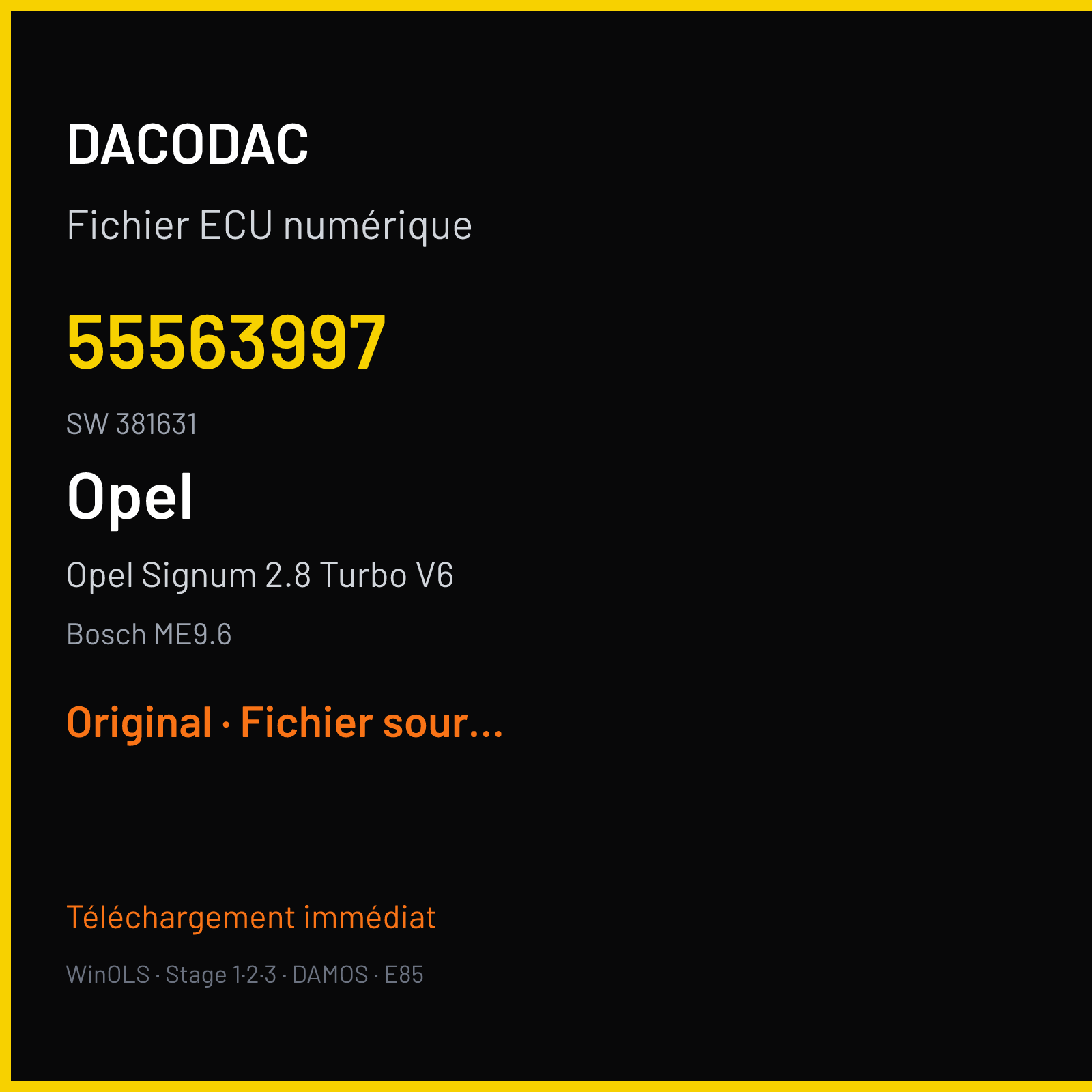 Opel Signum 2.8 Turbo V6 250 ch (2006) — Bosch ME9.6 — 55563997 · 381631 — Original