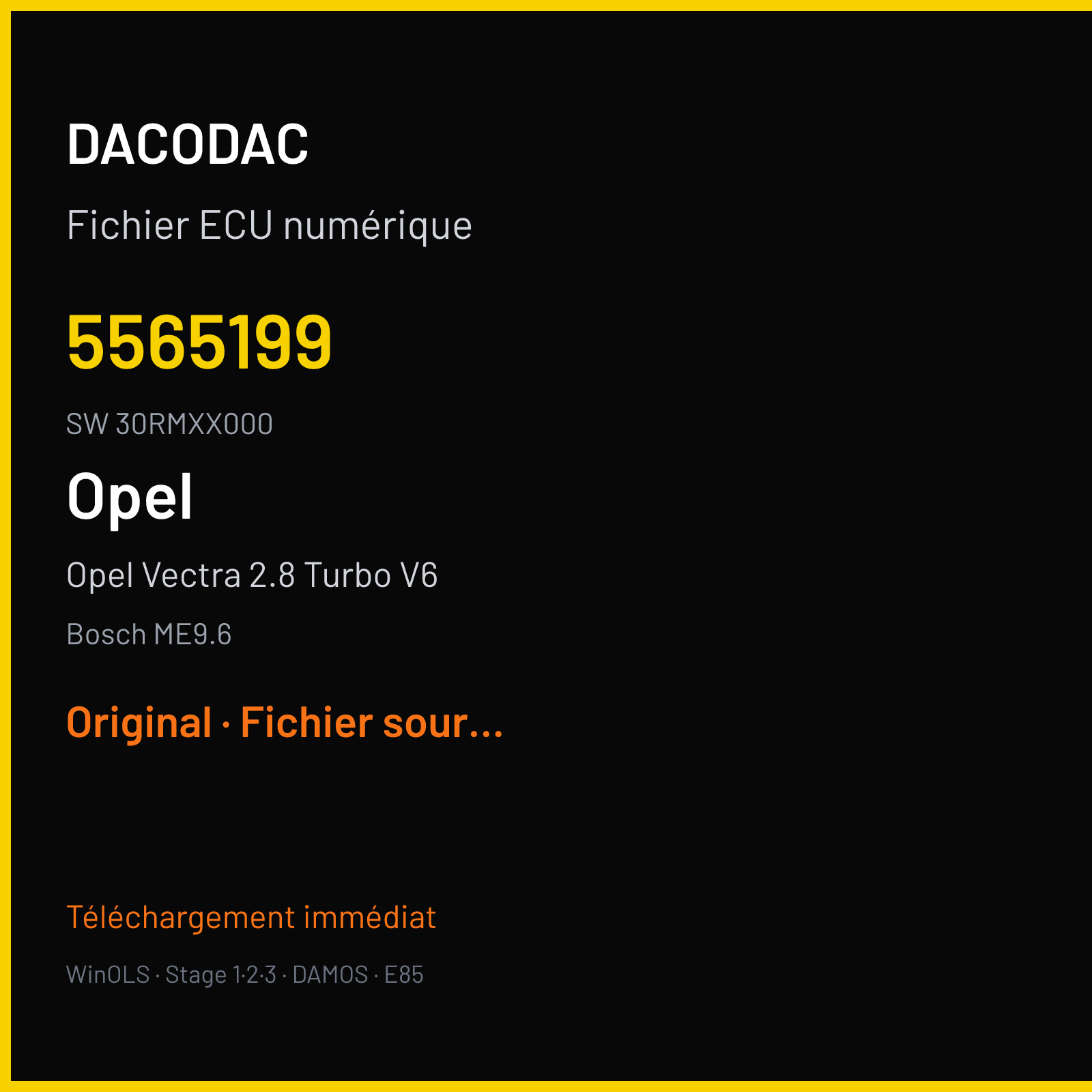 Opel Vectra 2.8 Turbo V6 280 ch (2006) — Bosch ME9.6 — 5565199 · 30RMXX000 — Original