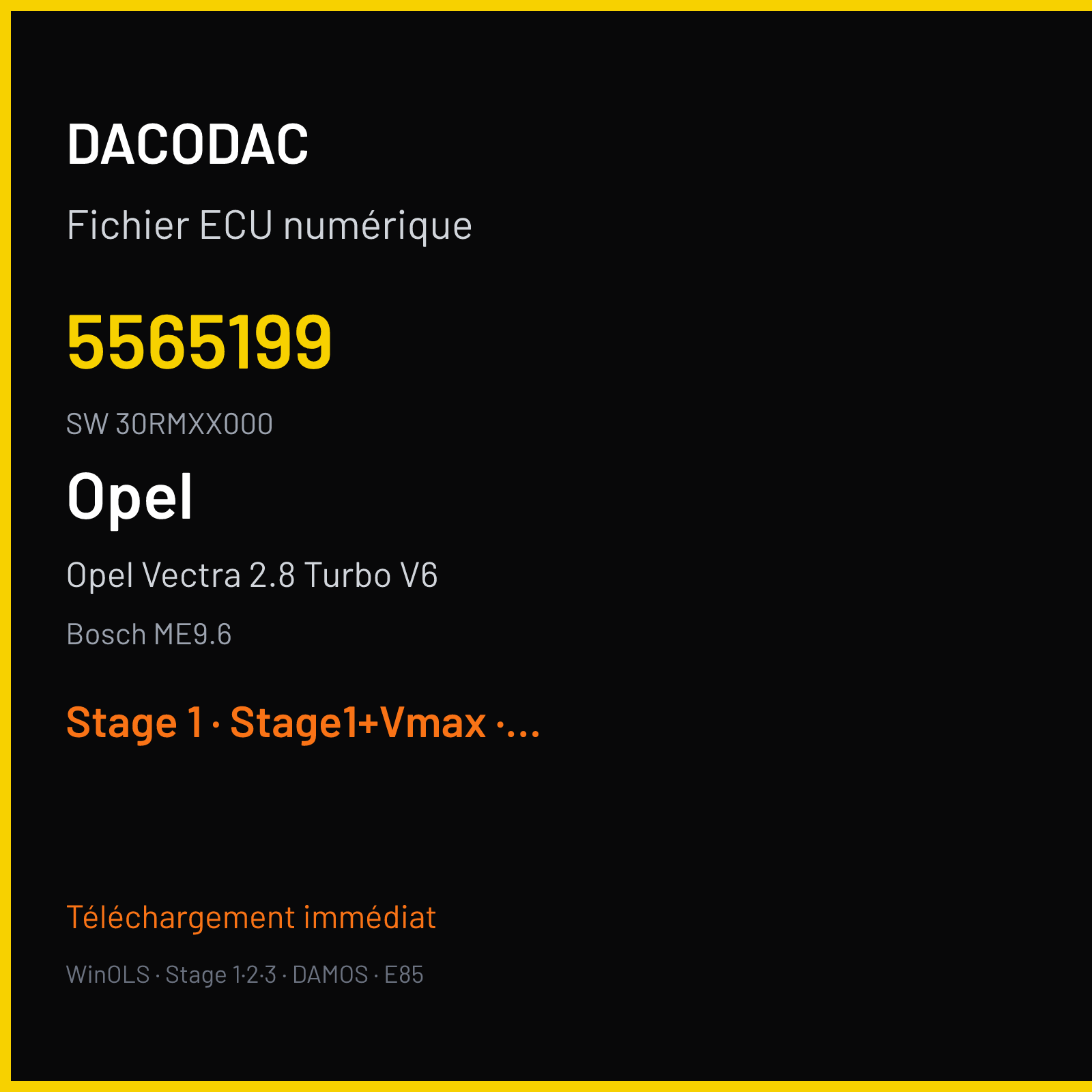 Opel Vectra 2.8 Turbo V6 280 ch (2006) — Bosch ME9.6 — 5565199 · 30RMXX000 — Stage 1