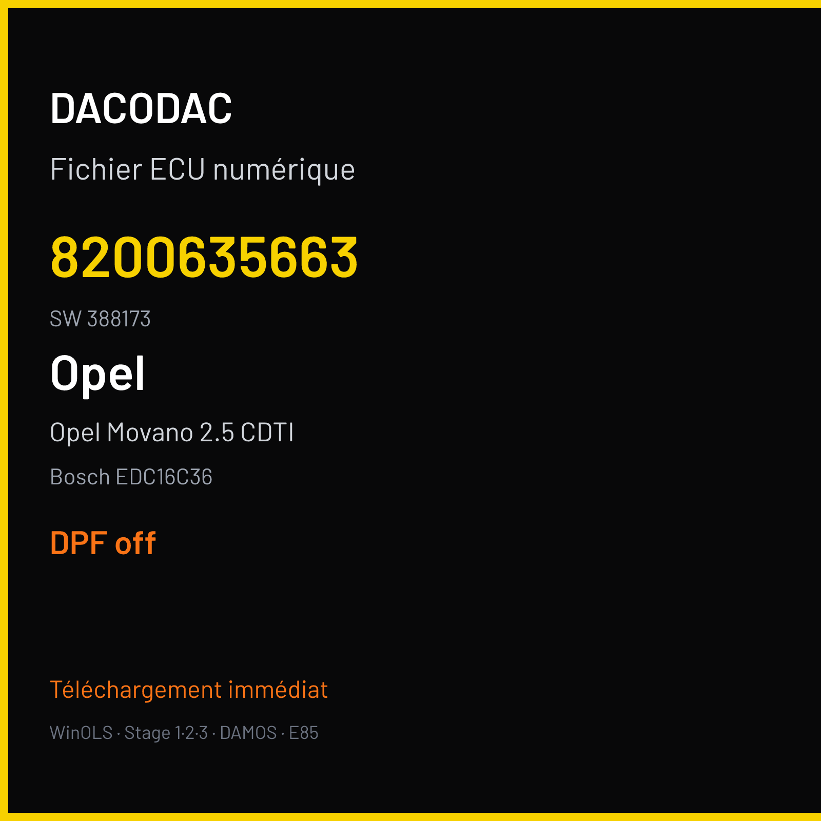 Opel Movano 2.5 CDTI (2008) — Bosch EDC16C36 — 8200635663 · 388173 — DPF off